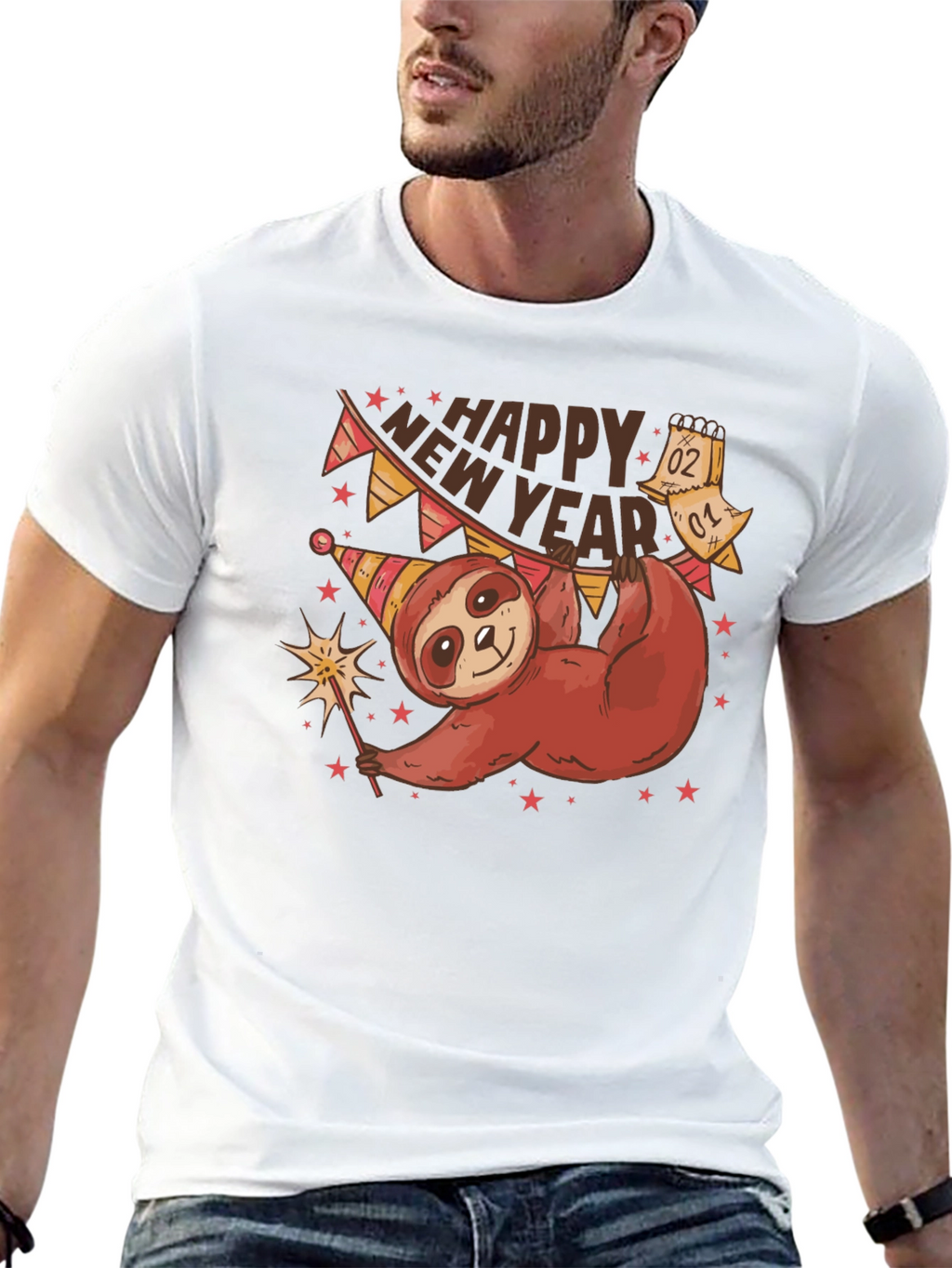 Happy New Year Sloth T-Shirt