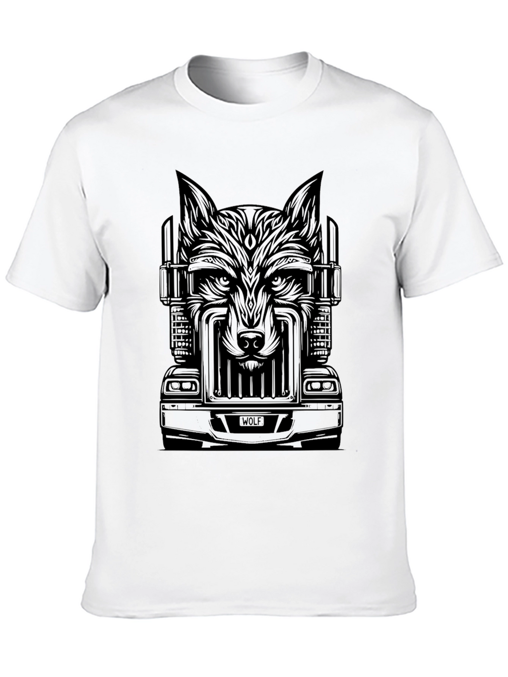 Wolf Trucker Graphic Tee - Cool Black T-Shirt