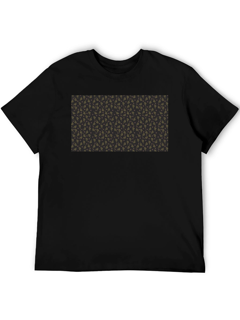 Elegant Black Tee with Gold Floral Pattern