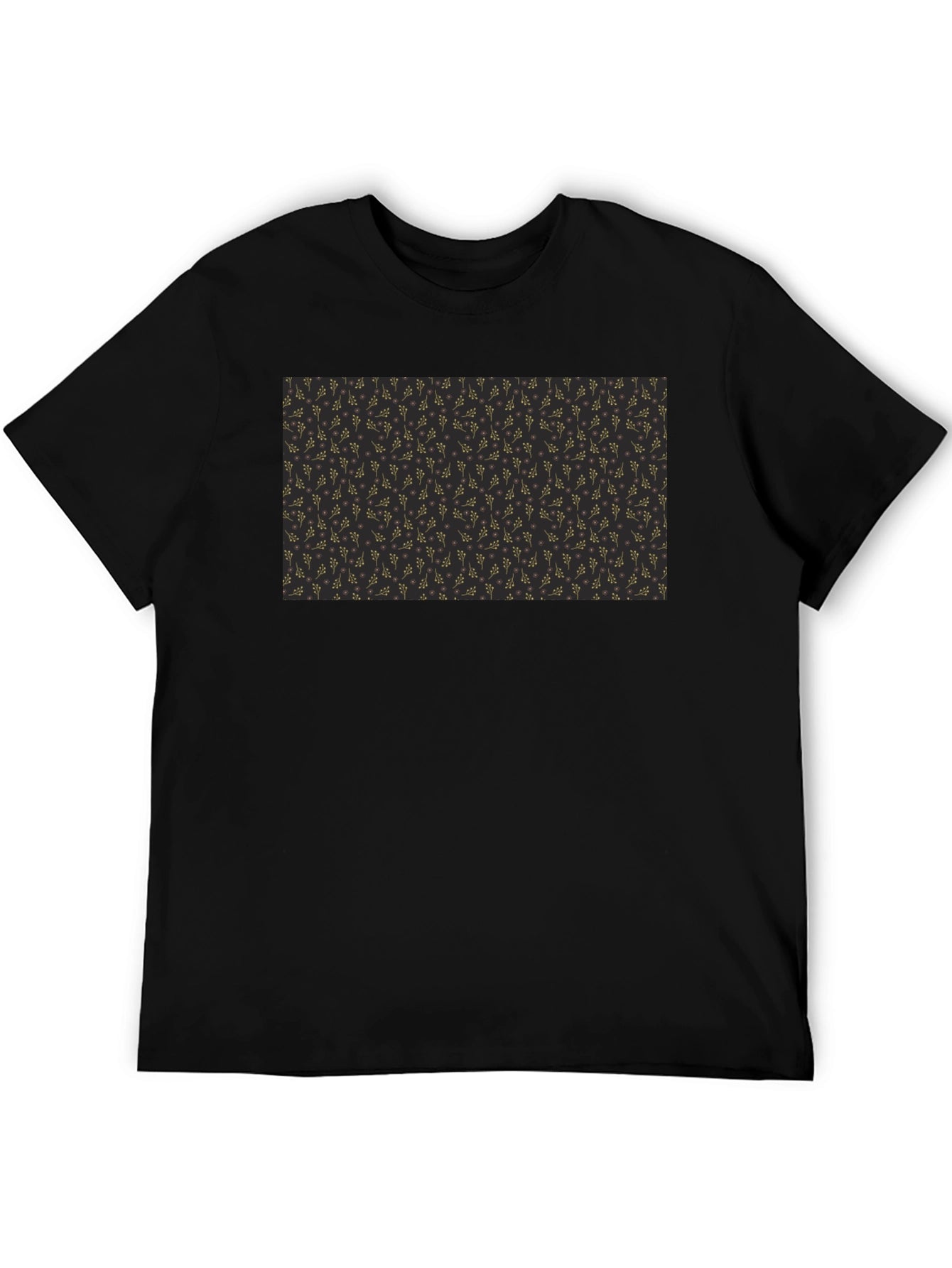 Elegant Black Tee with Gold Floral Pattern