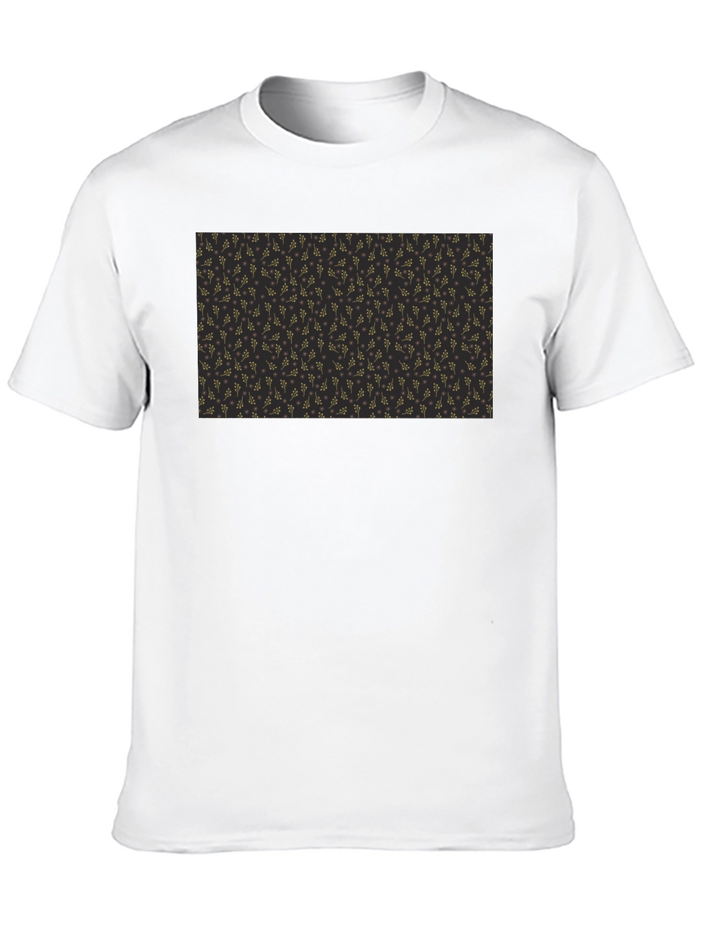 Elegant Black Tee with Gold Floral Pattern
