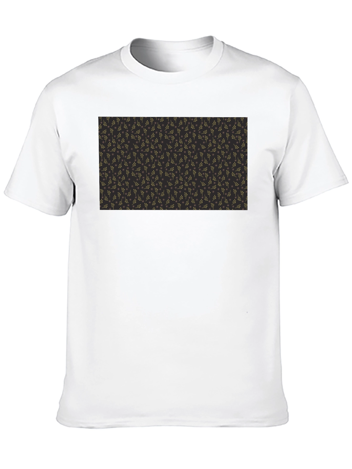 Elegant Black Tee with Gold Floral Pattern