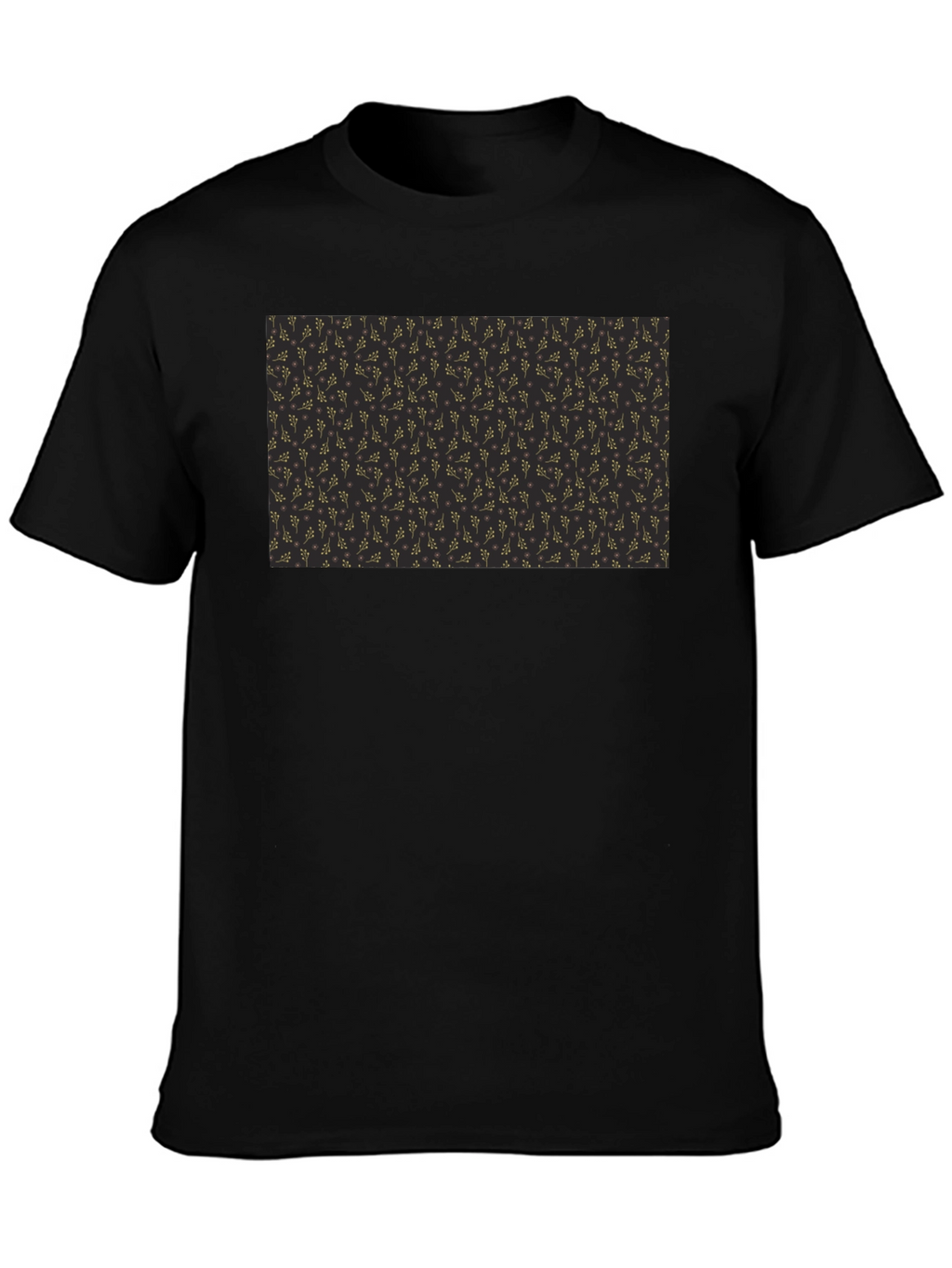 Elegant Black Tee with Gold Floral Pattern