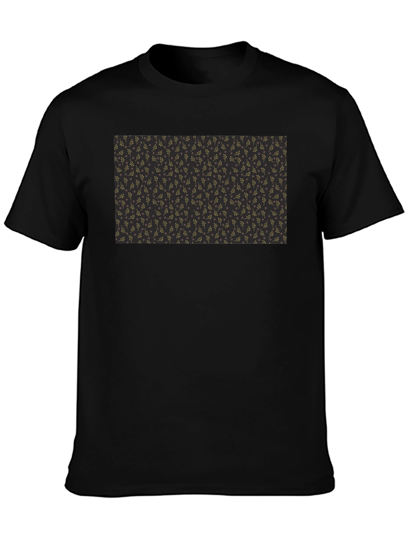 Elegant Black Tee with Gold Floral Pattern