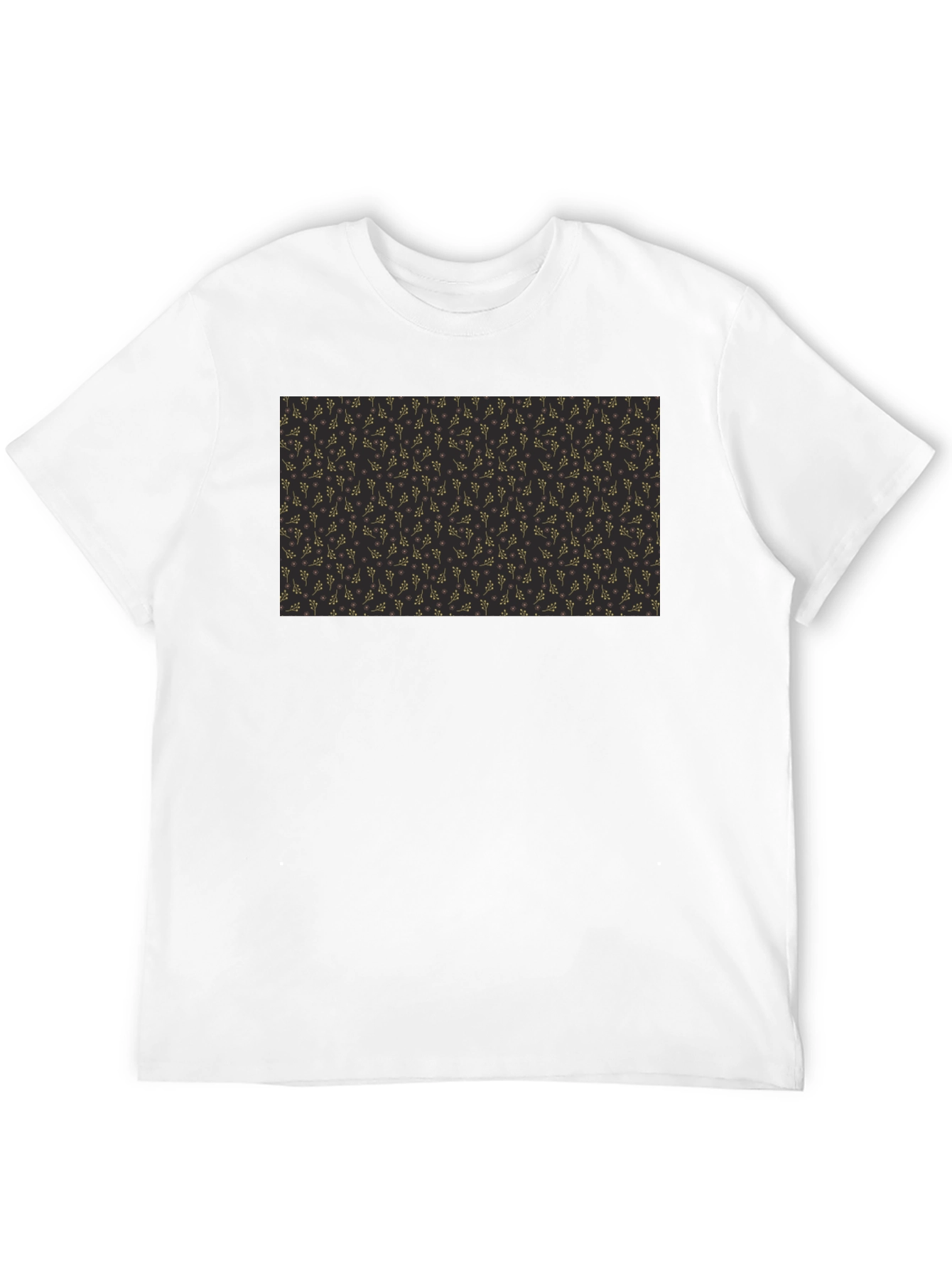 Elegant Black Tee with Gold Floral Pattern
