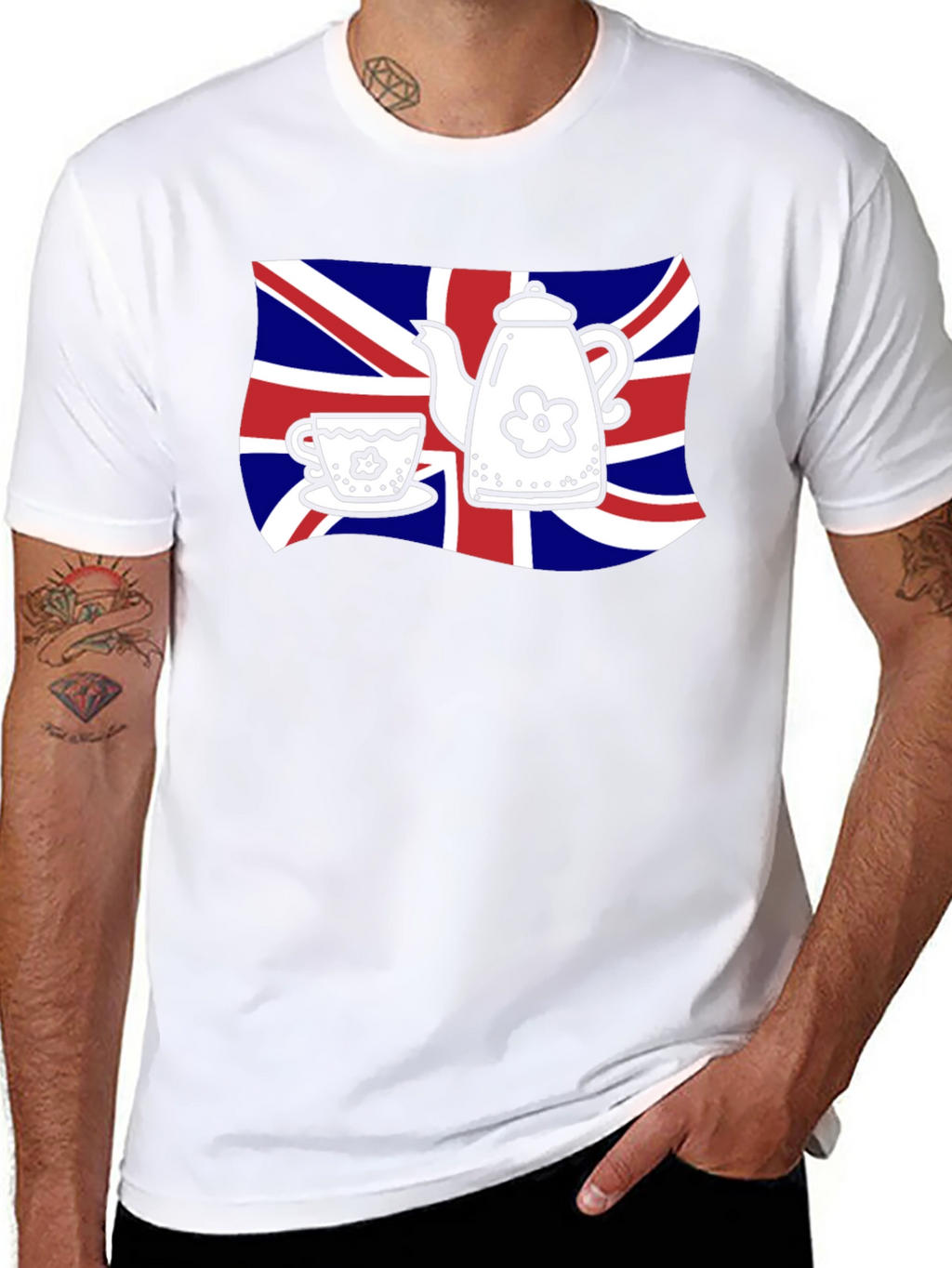 British Tea Time T-Shirt - Union Jack Teapot
