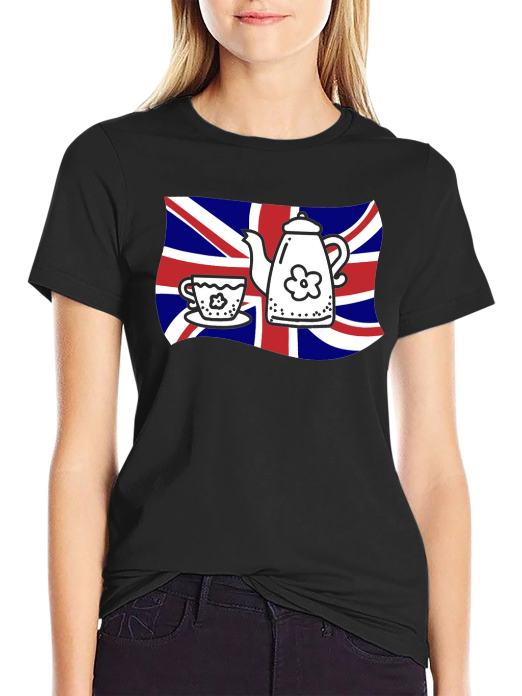 British Tea Time T-Shirt - Union Jack Teapot