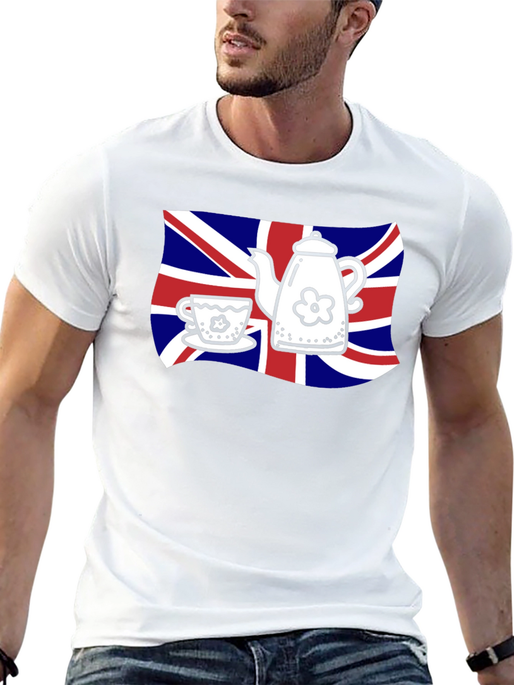 British Tea Time T-Shirt - Union Jack Teapot