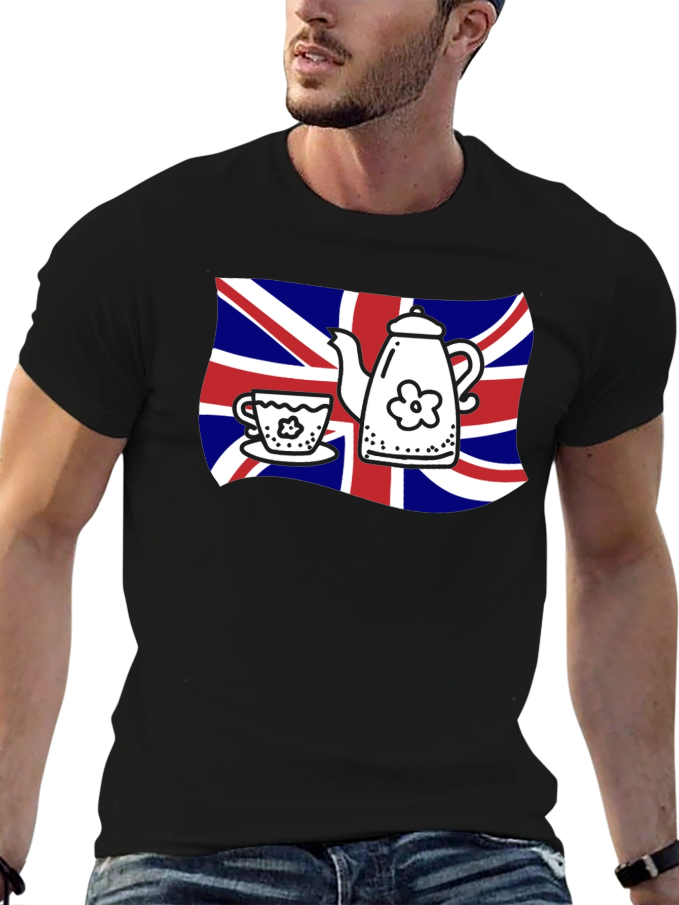 British Tea Time T-Shirt - Union Jack Teapot
