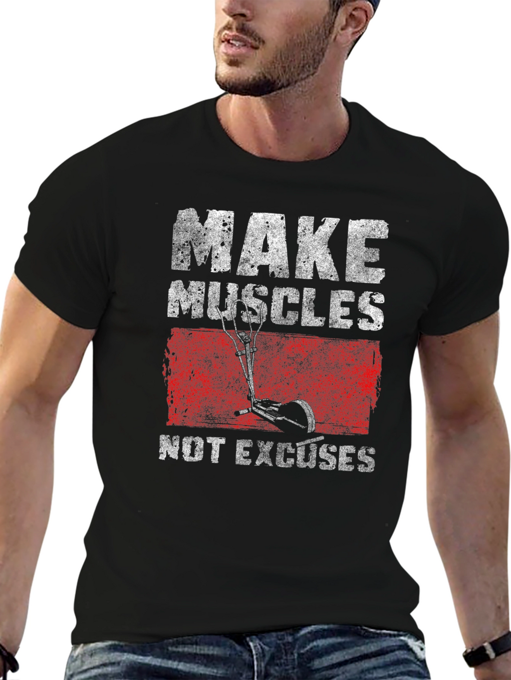 Make Muscles Black Graphic T-Shirt