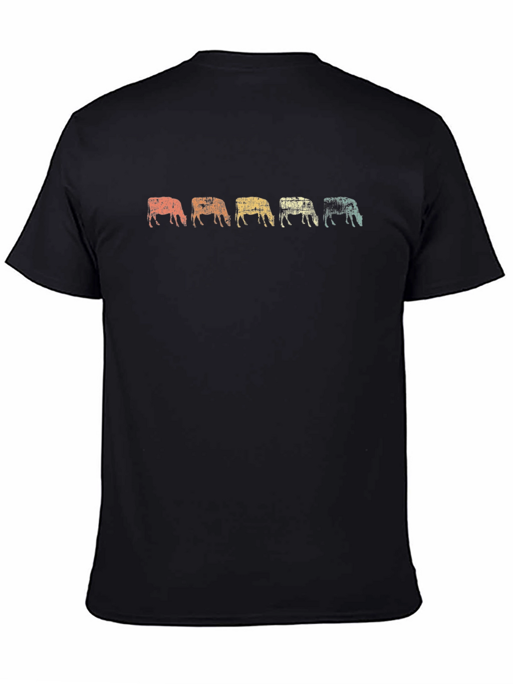 Retro Grazing Cows Graphic Tee - Black Cotton T-Shirt
