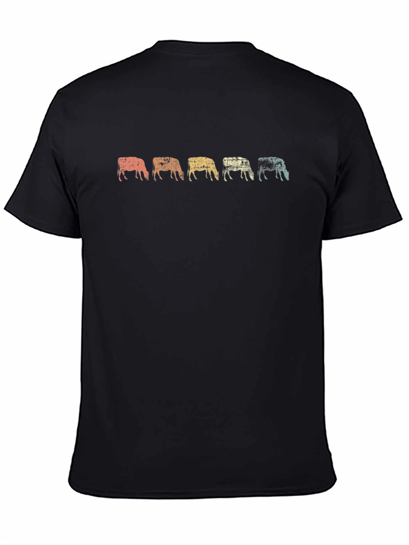 Retro Grazing Cows Graphic Tee - Black Cotton T-Shirt