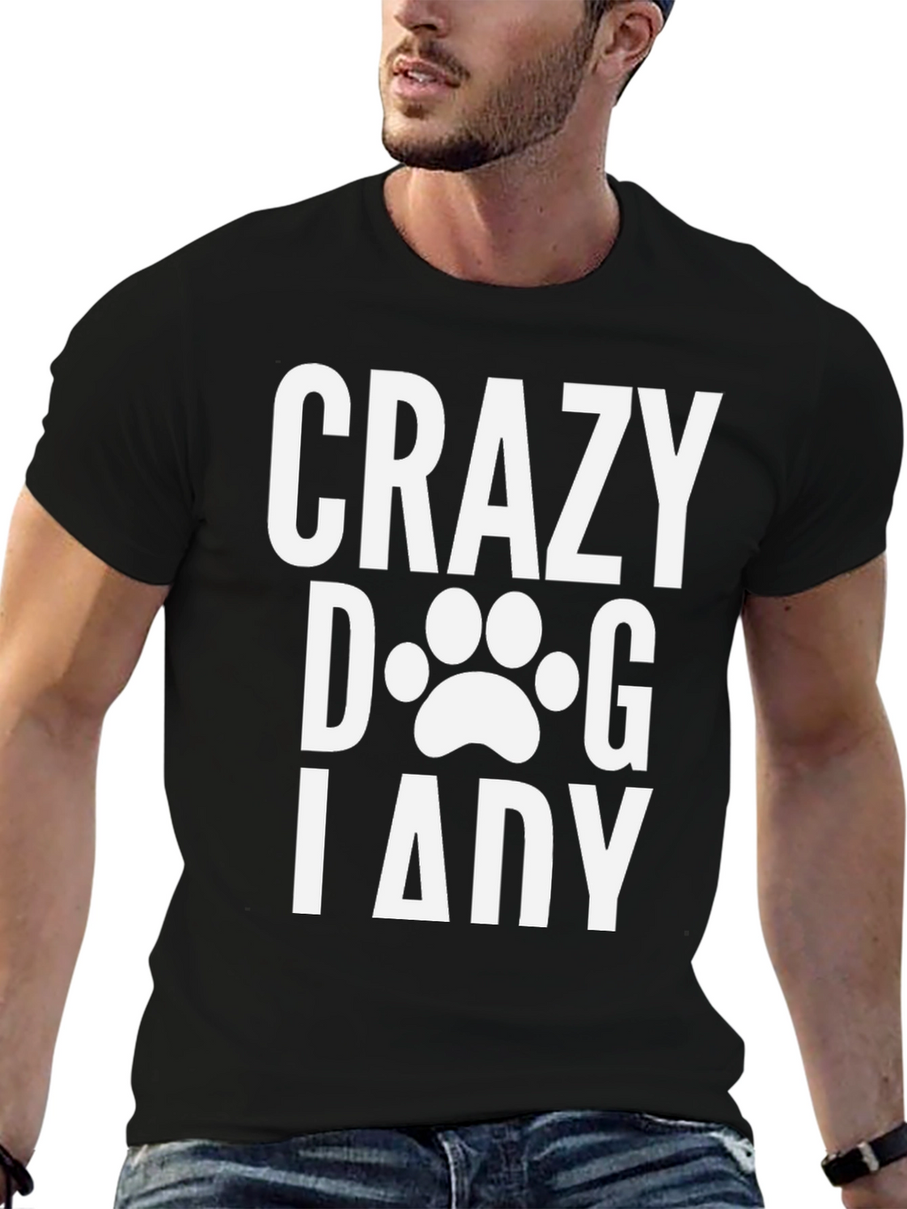 Crazy Dog Lady Graphic T-Shirt - Black Cotton Tee