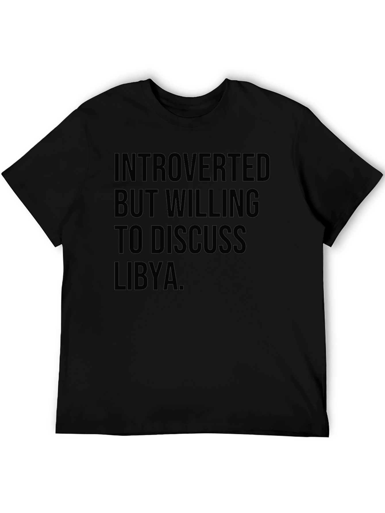 Introverted Libya T-Shirt - Black Cotton Tee for Thoughtful Introverts