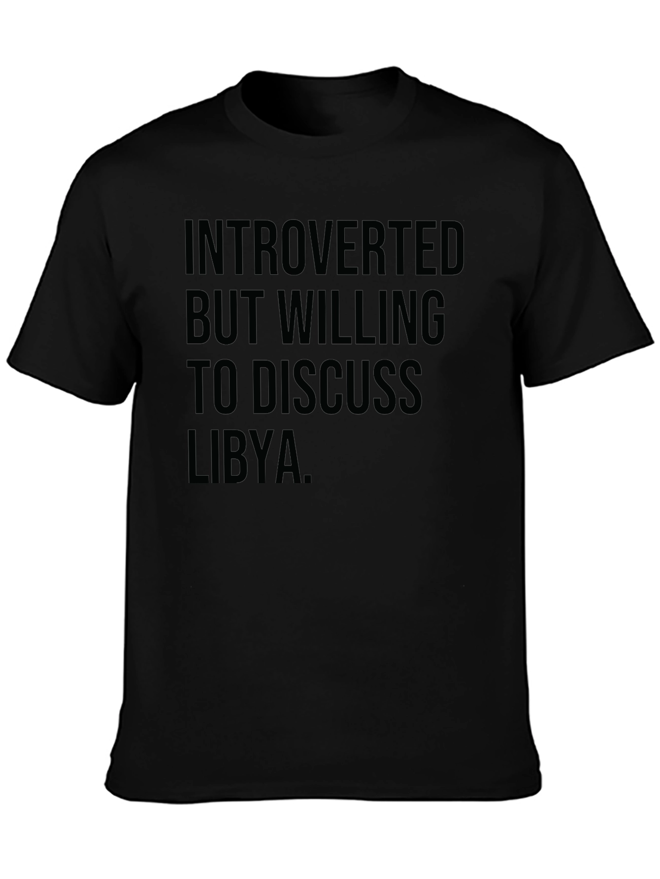 Introverted Libya T-Shirt - Black Cotton Tee for Thoughtful Introverts
