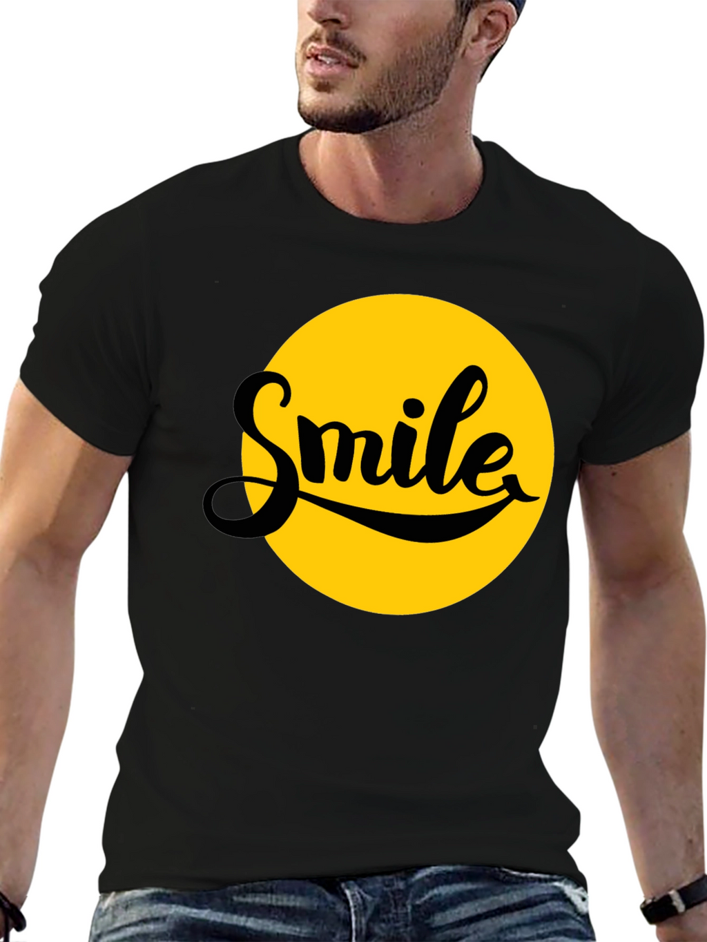 Smile Graphic T-Shirt - Black - Soft Cotton