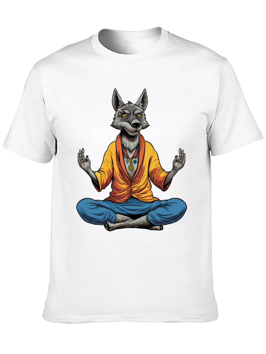 Meditating Wolf Graphic Tee - Quirky Yoga Style