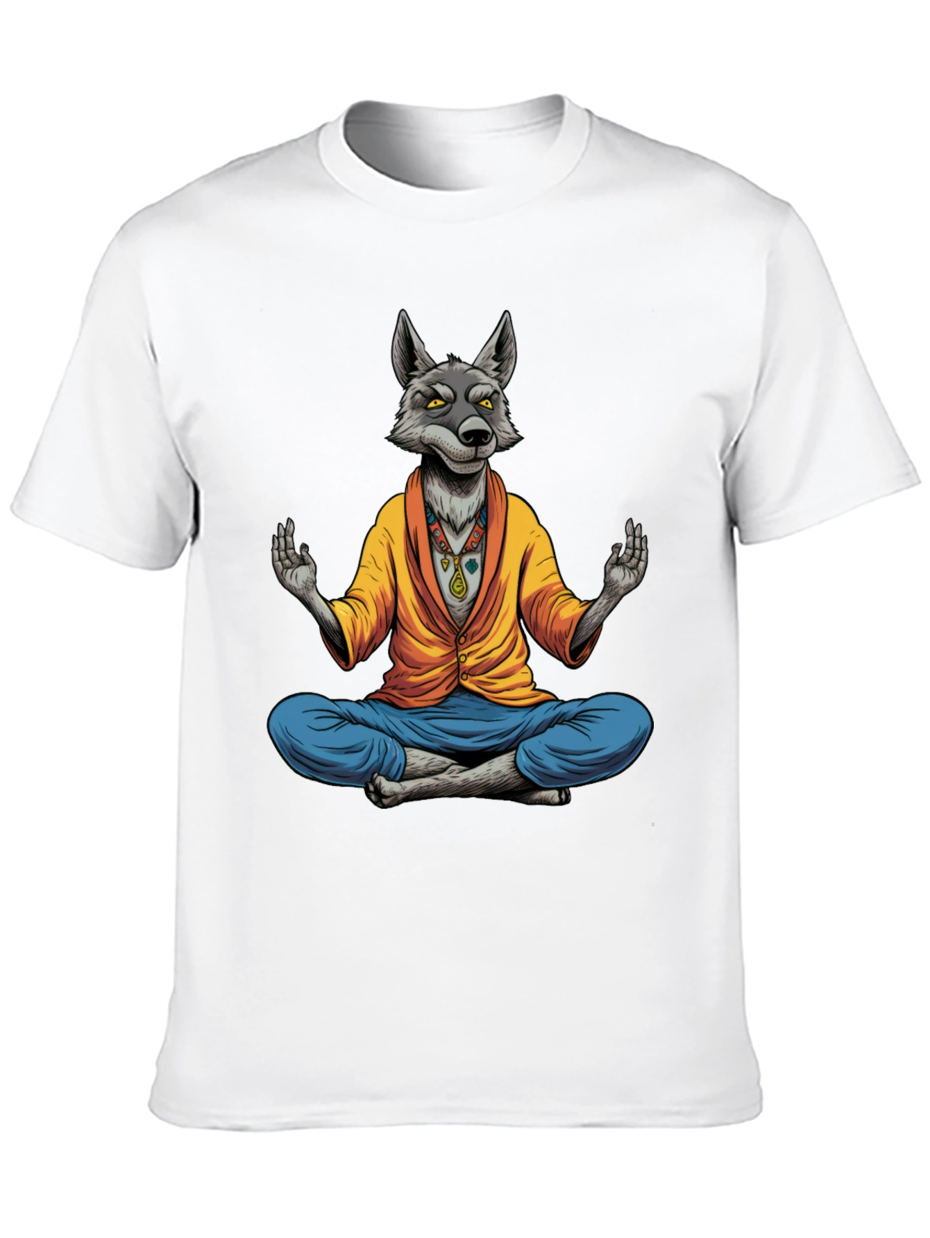 Meditating Wolf Graphic Tee - Quirky Yoga Style