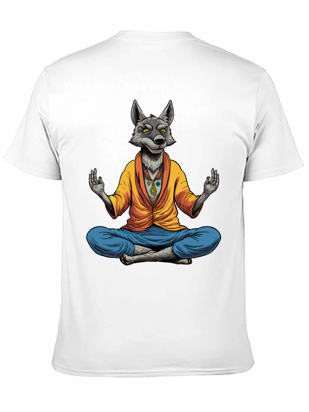 Meditating Wolf Graphic Tee - Quirky Yoga Style