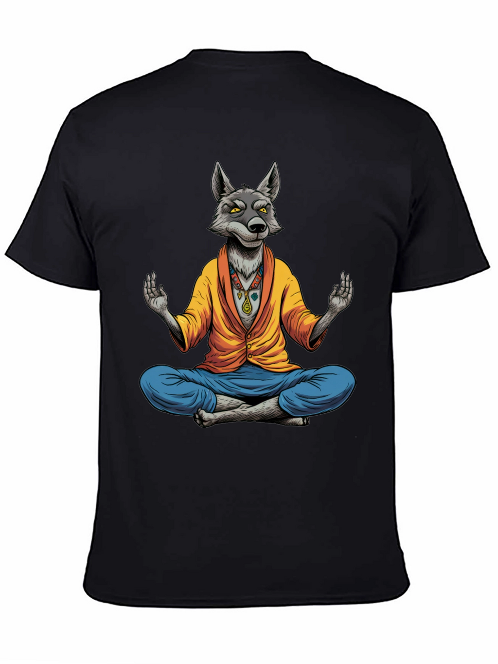 Meditating Wolf Graphic Tee - Quirky Yoga Style
