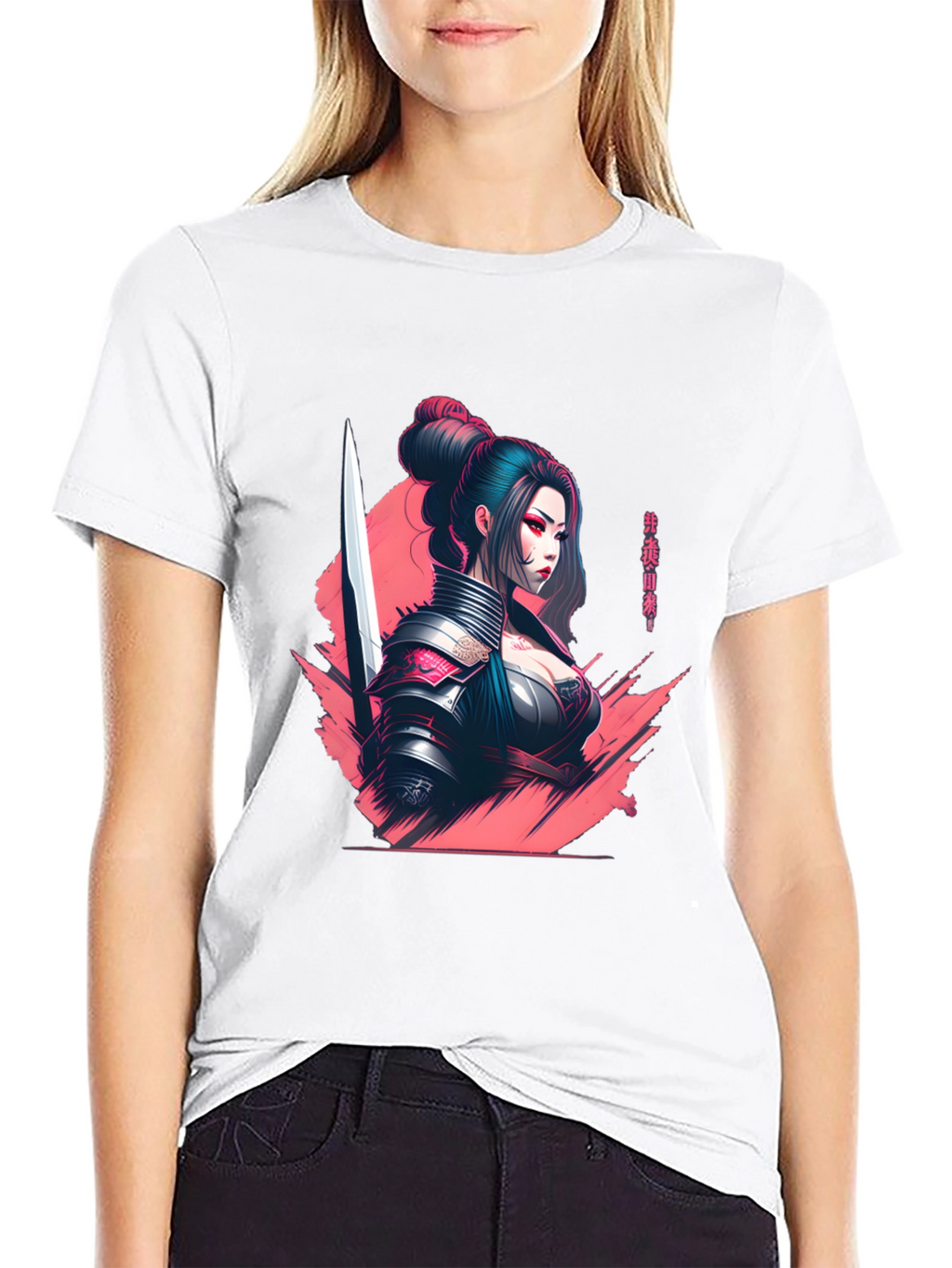 Samurai Girl Graphic T-Shirt - Sleek Anime Style