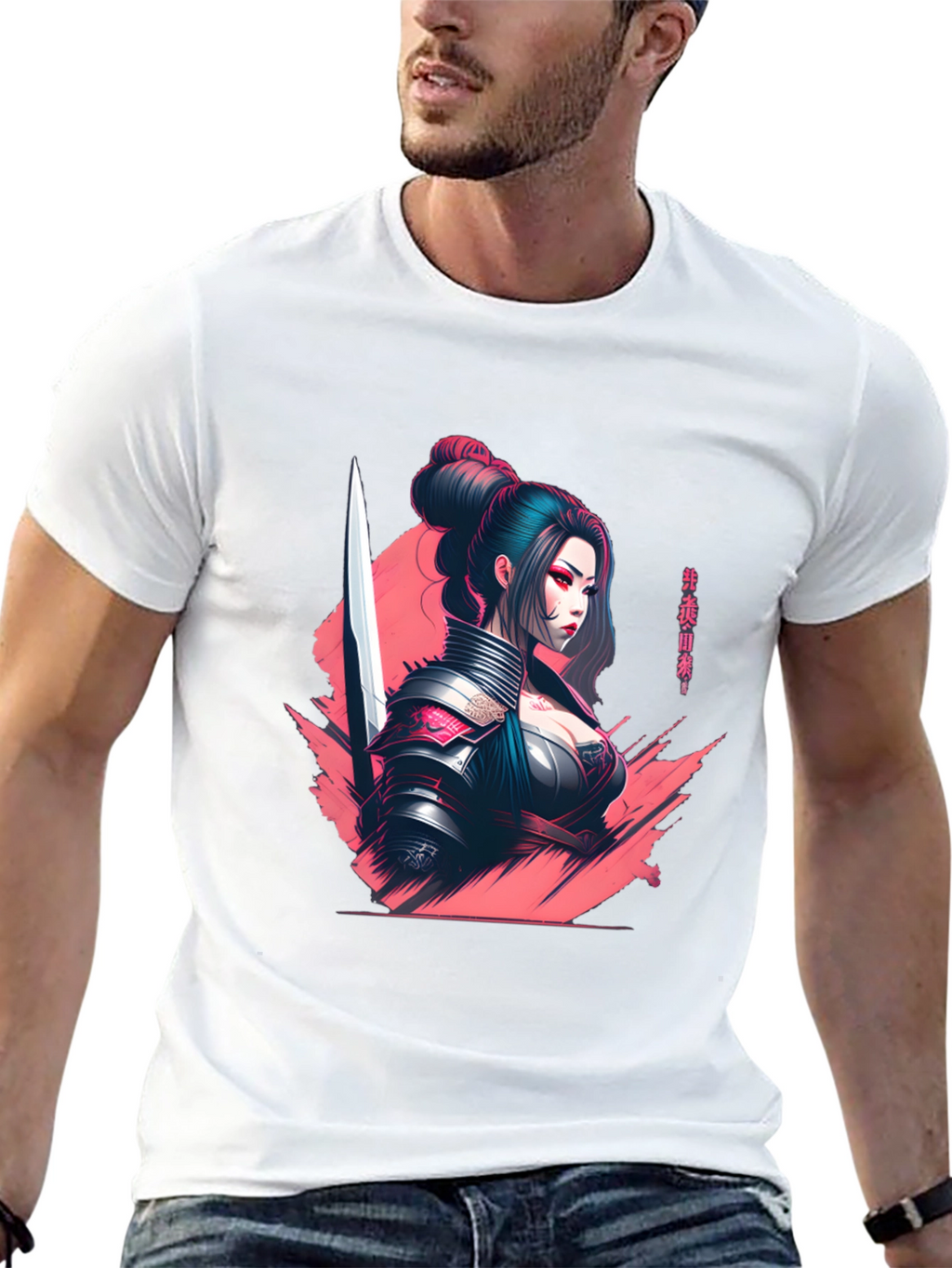 Samurai Girl Graphic T-Shirt - Sleek Anime Style
