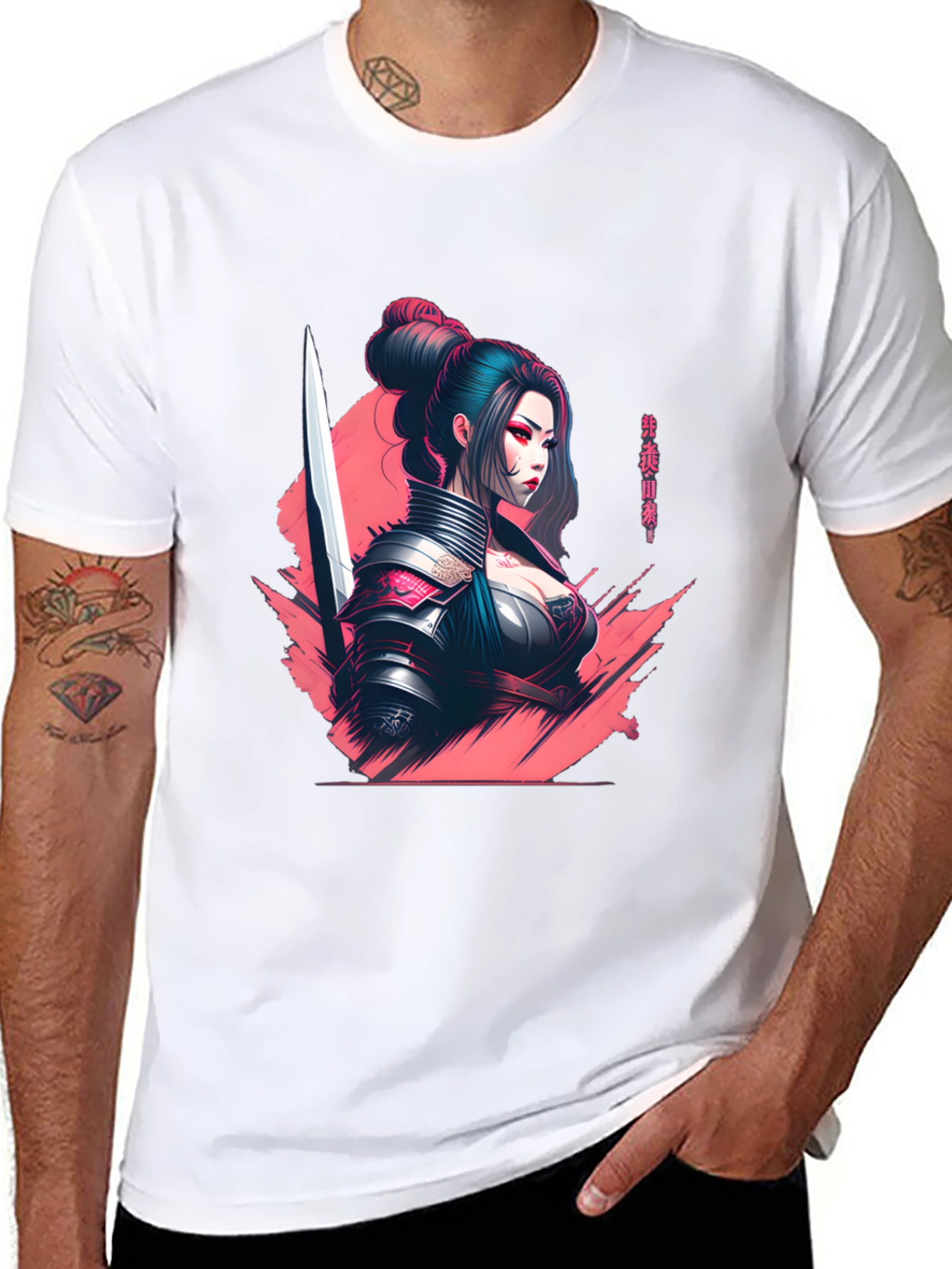Samurai Girl Graphic T-Shirt - Sleek Anime Style