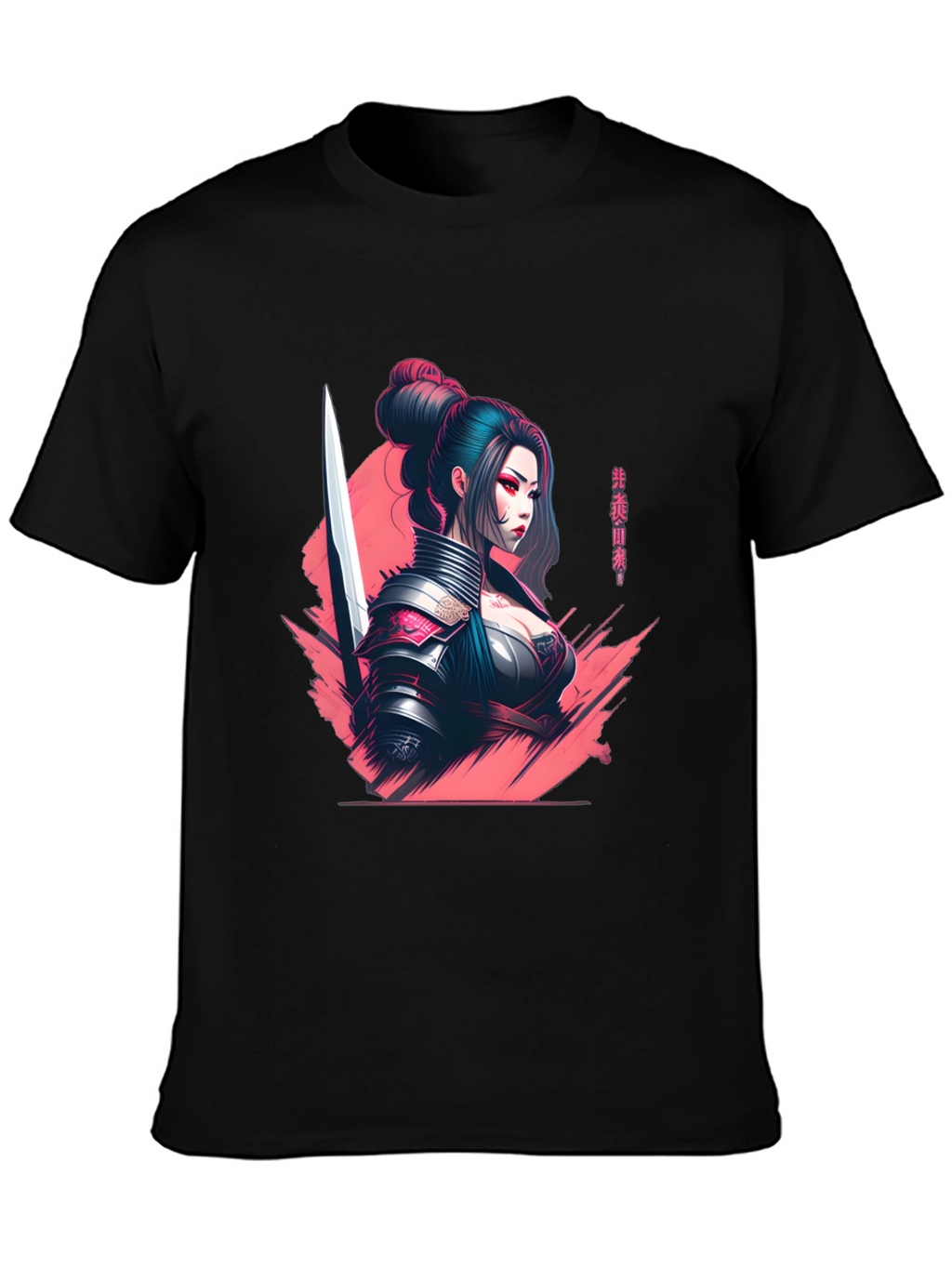 Samurai Girl Graphic T-Shirt - Sleek Anime Style