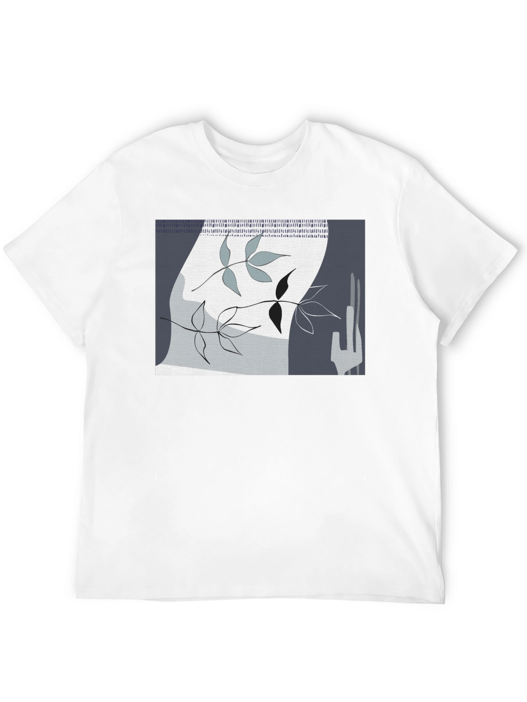 Abstract Leaf Design Black T-Shirt