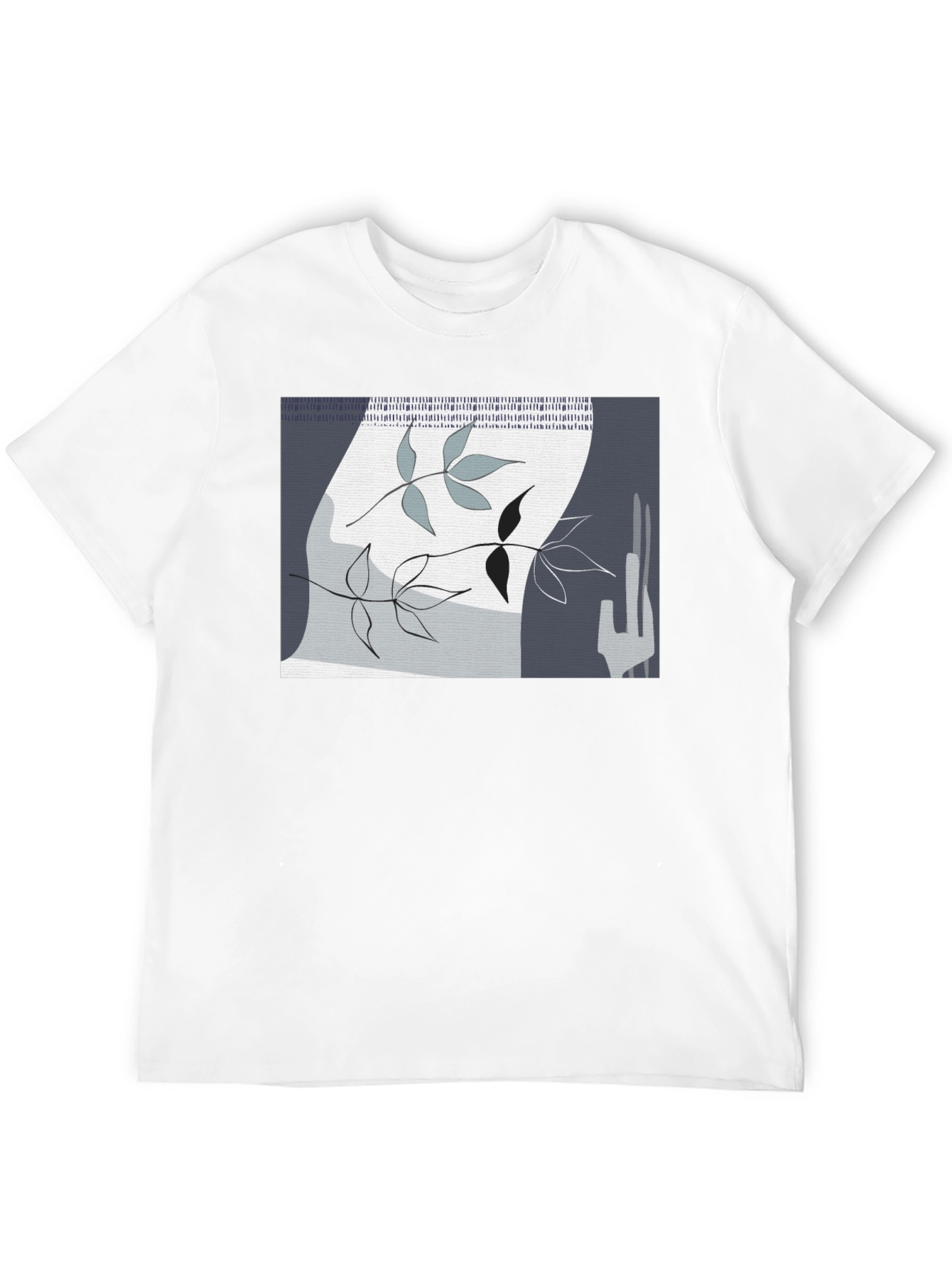 Abstract Leaf Design Black T-Shirt