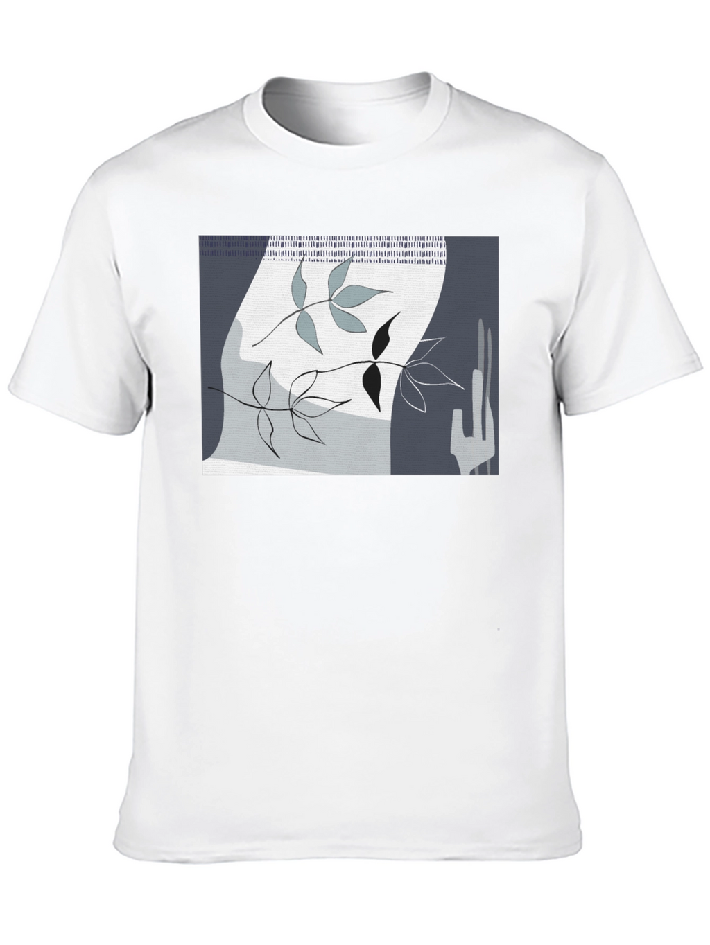 Abstract Leaf Design Black T-Shirt