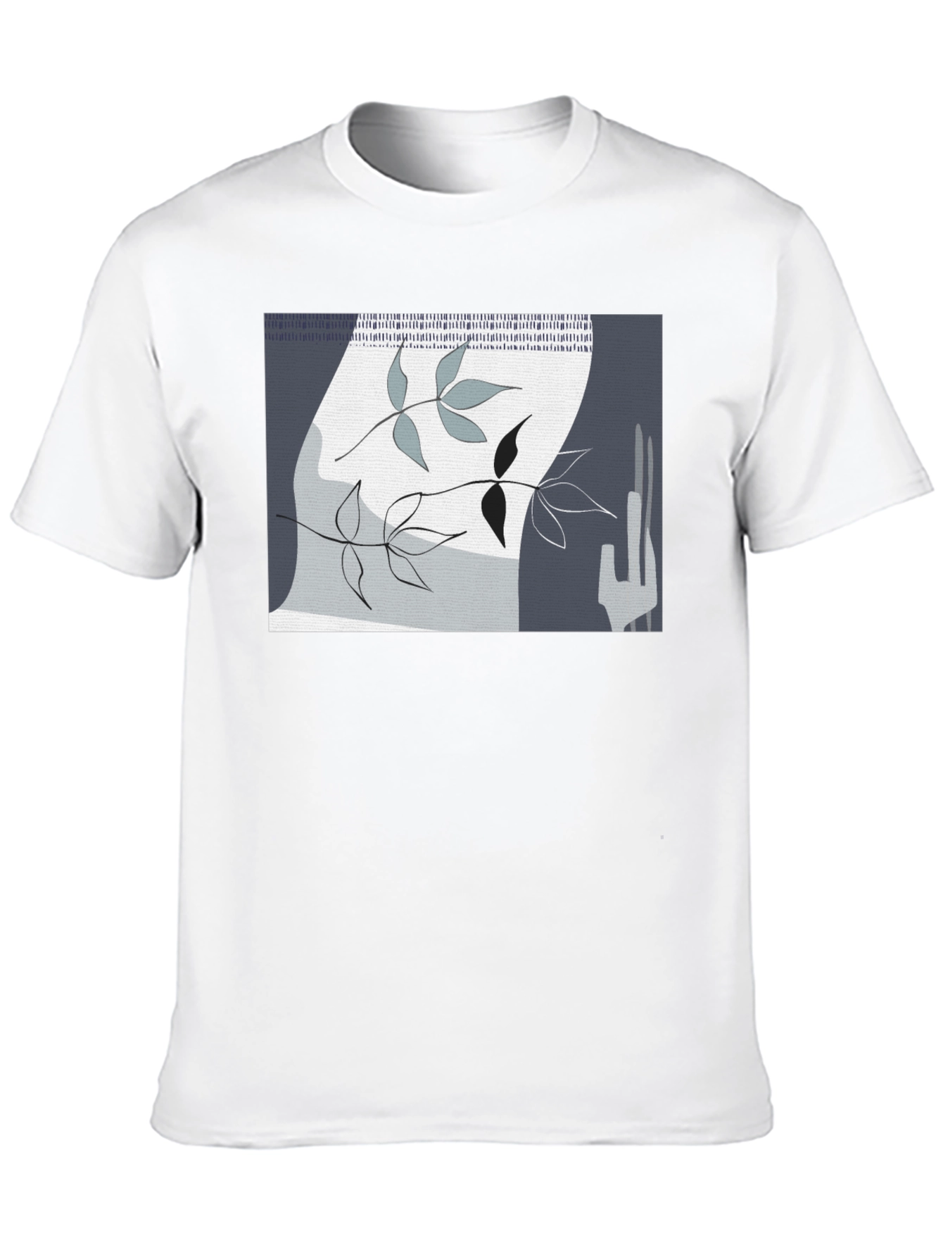 Abstract Leaf Design Black T-Shirt