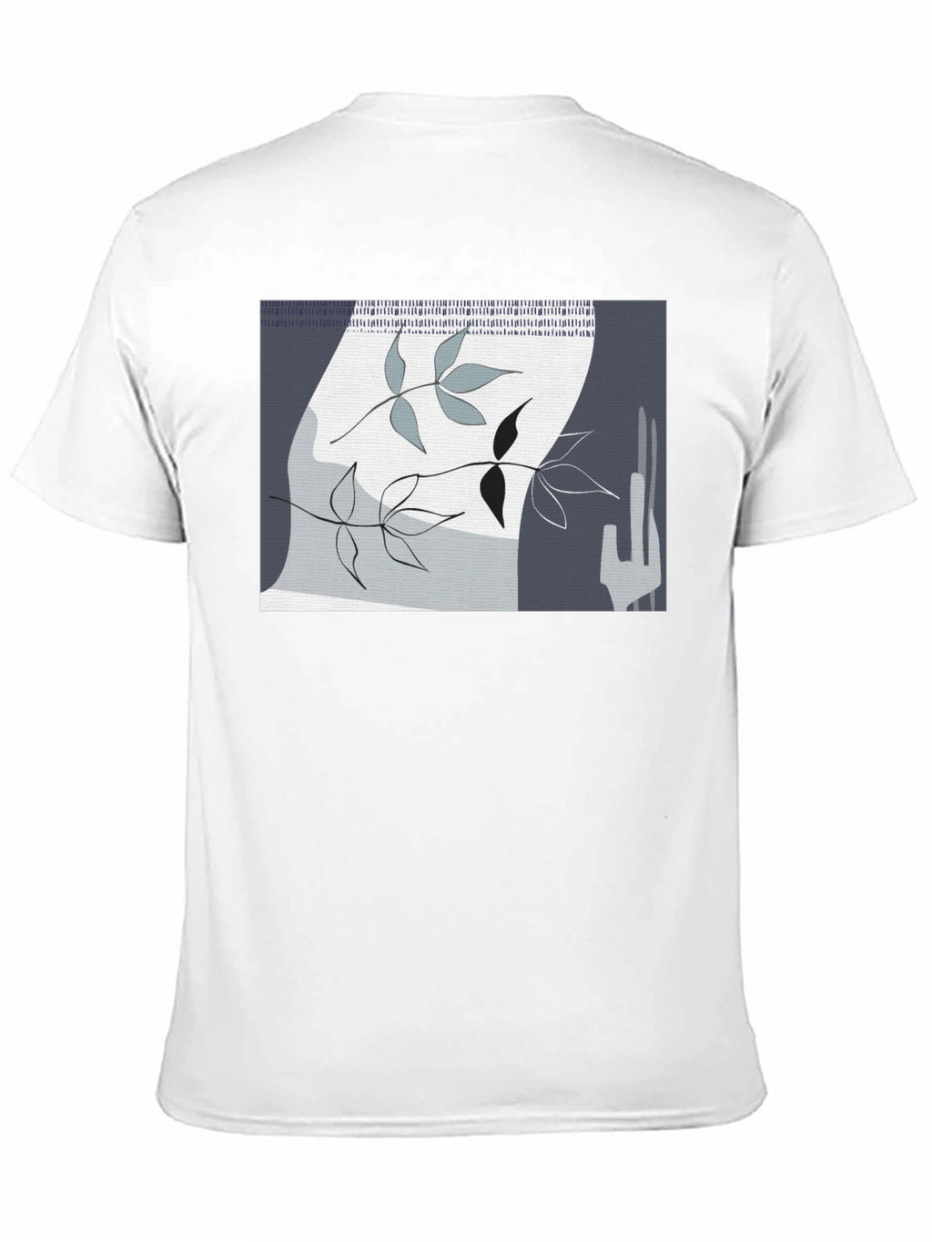 Abstract Leaf Design Black T-Shirt