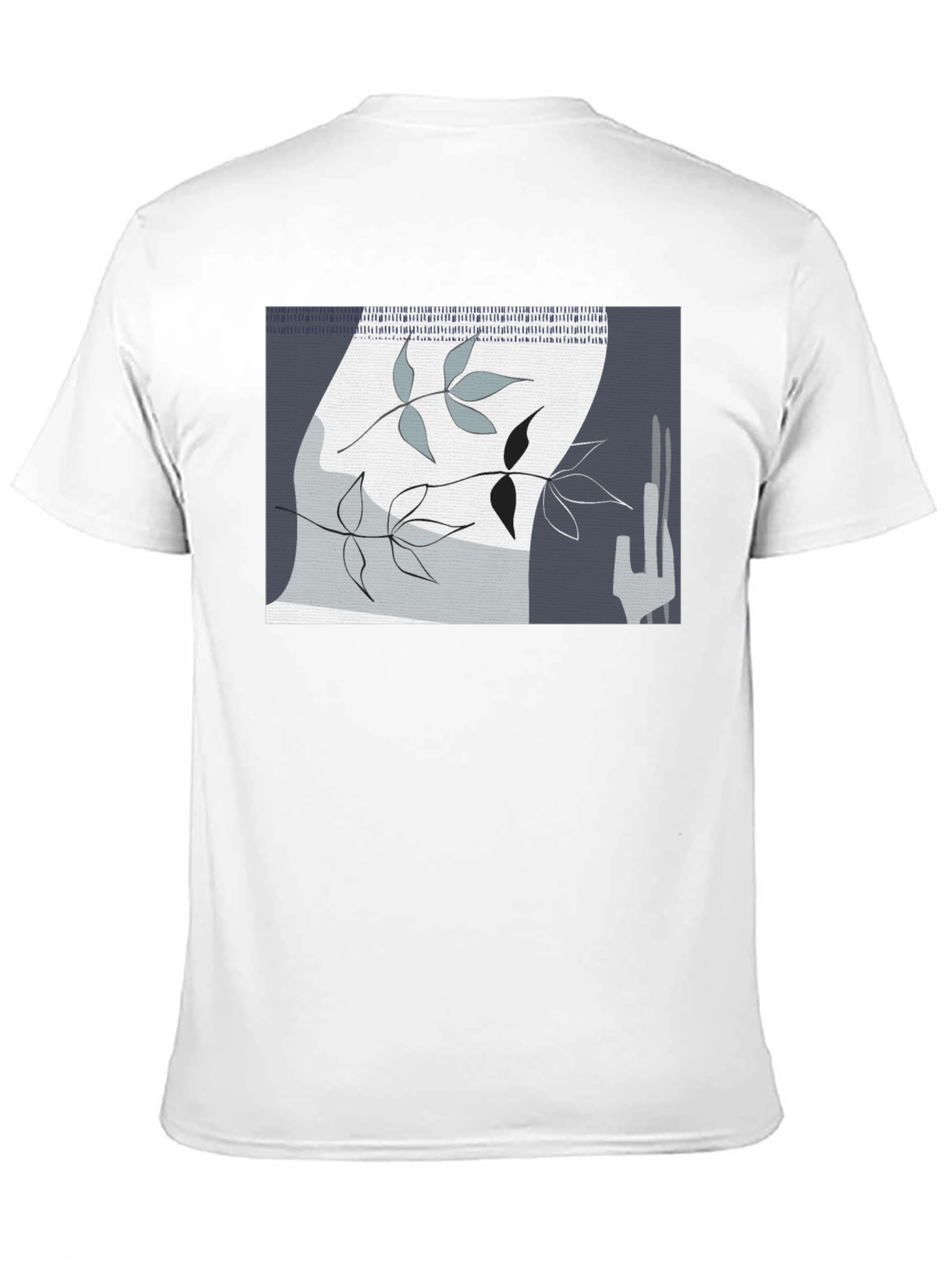 Abstract Leaf Design Black T-Shirt
