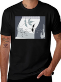 Abstract Leaf Design Black T-Shirt