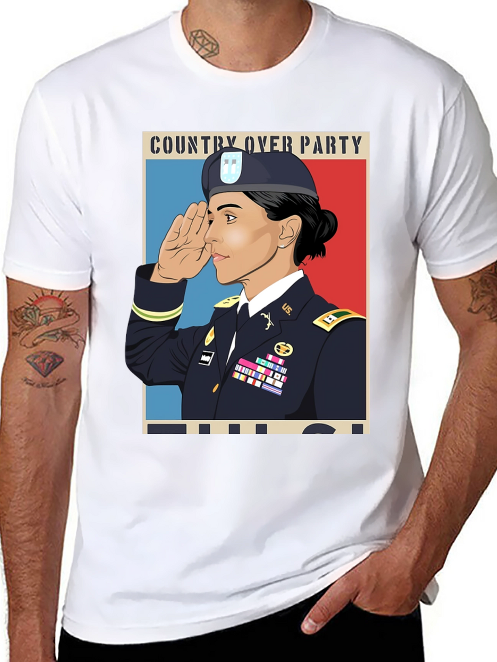 Country Over Party Woman Army T-Shirt