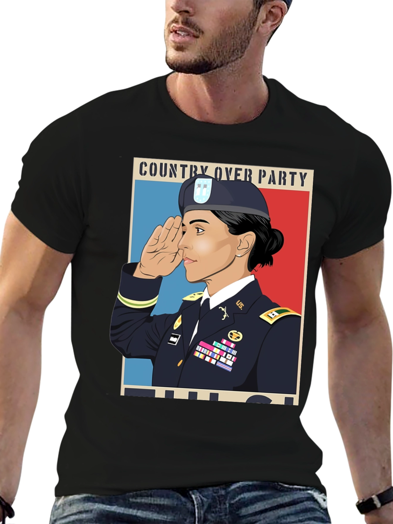 Country Over Party Woman Army T-Shirt