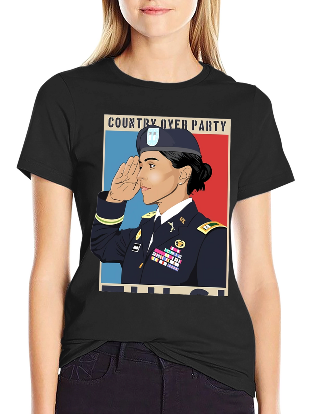 Country Over Party Woman Army T-Shirt