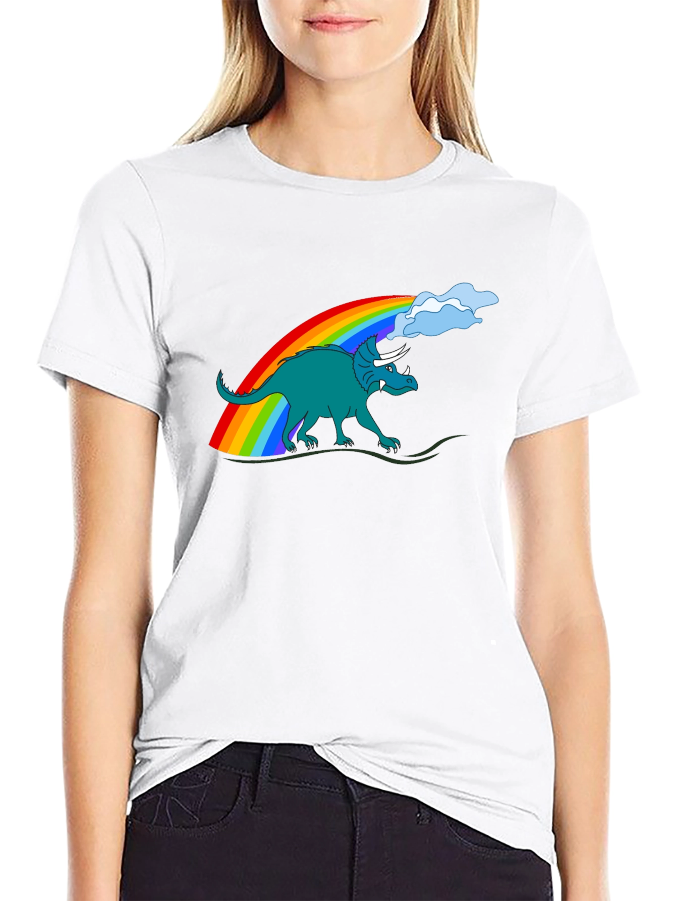 Rainbow Dinosaur Graphic Tee - Quirky Style