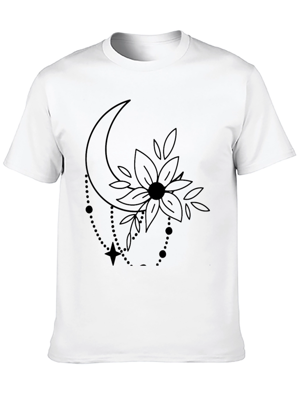 Moon Flower Graphic Print Black T-Shirt