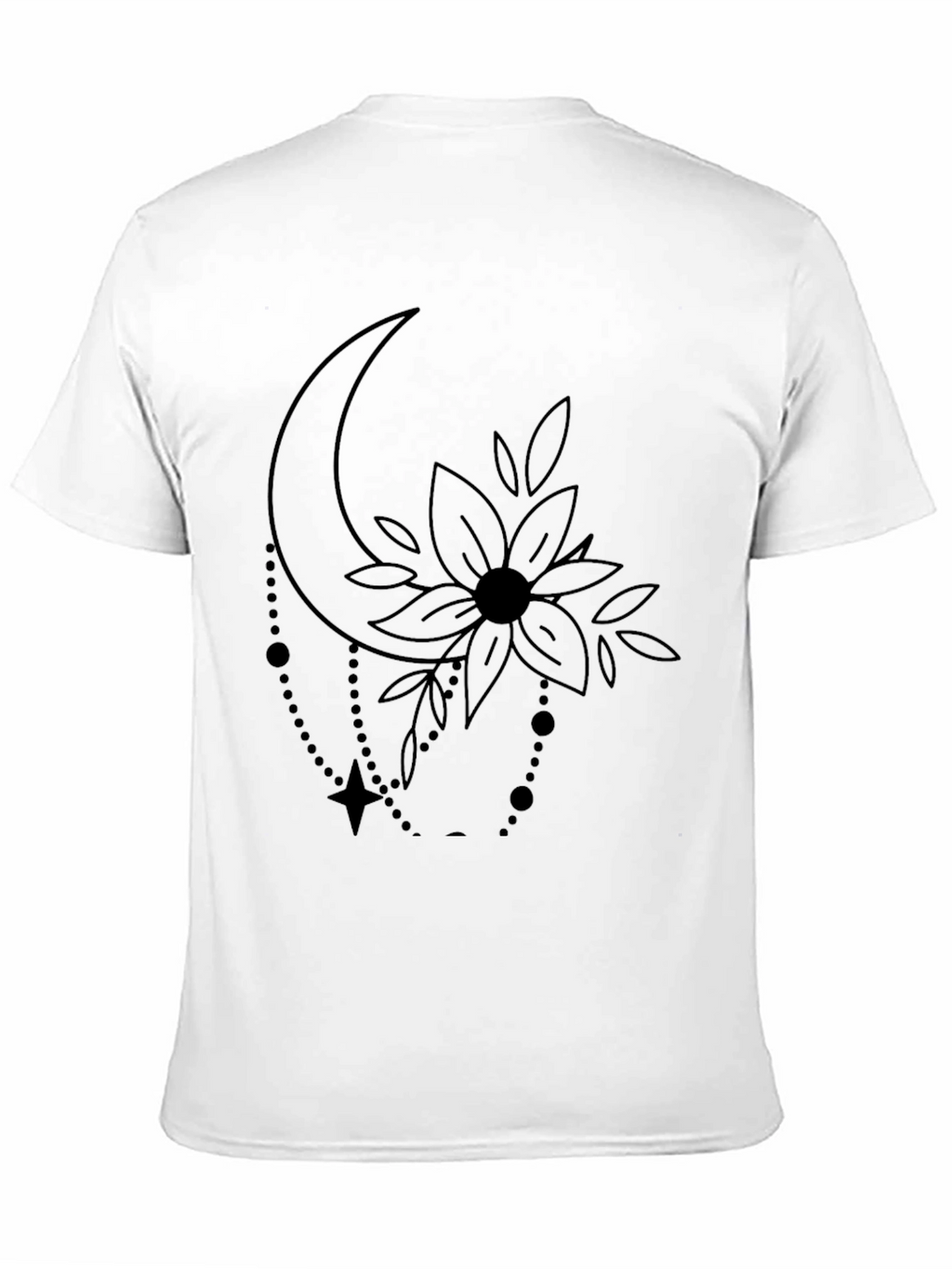 Moon Flower Graphic Print Black T-Shirt