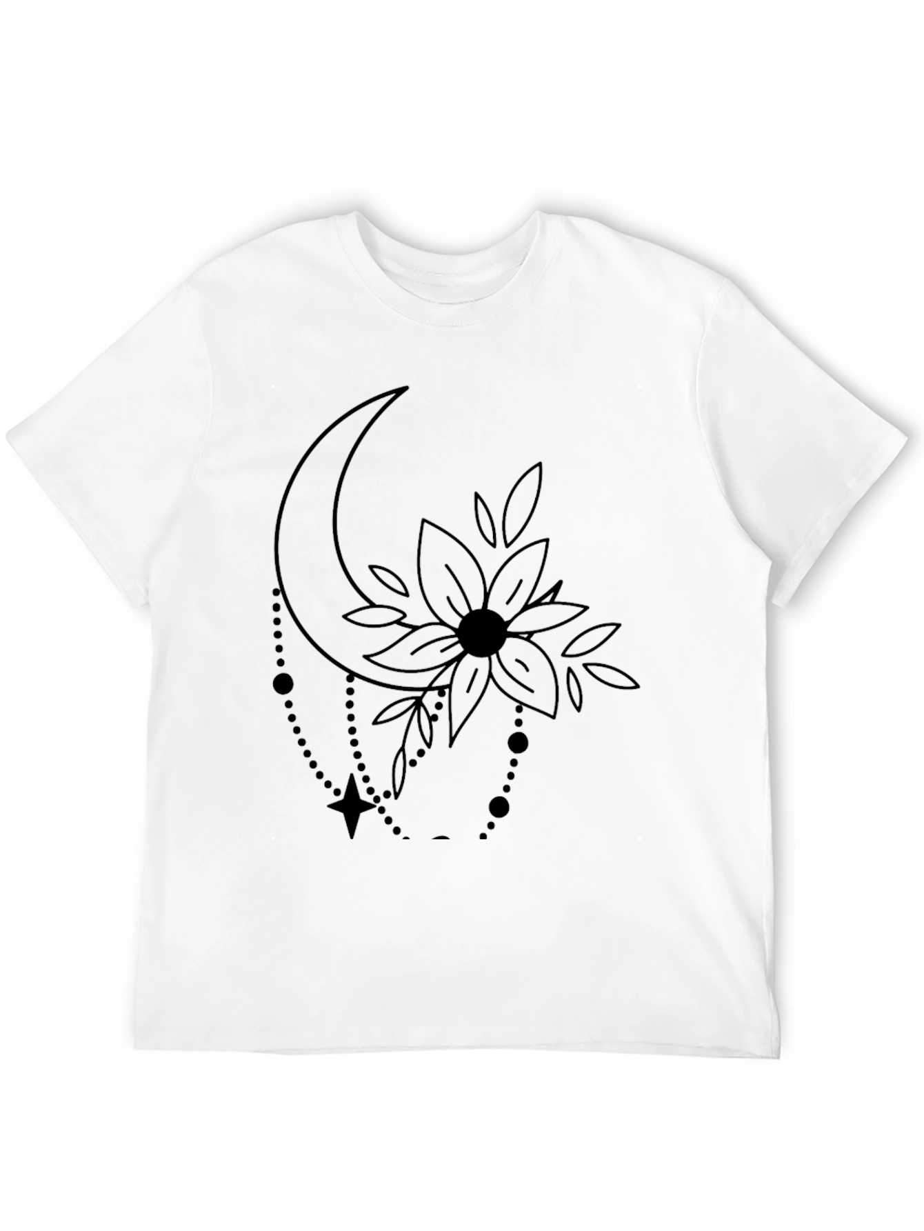 Moon Flower Graphic Print Black T-Shirt