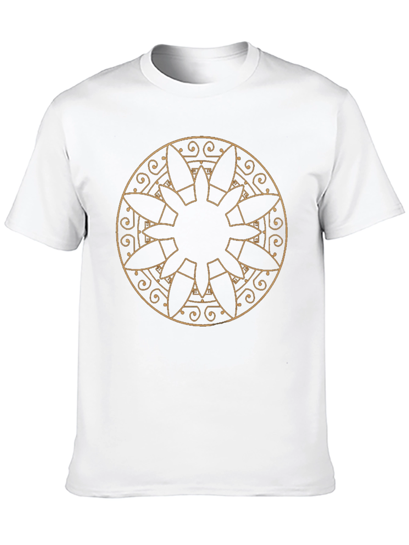 Geometric Sunburst Design Black T-Shirt