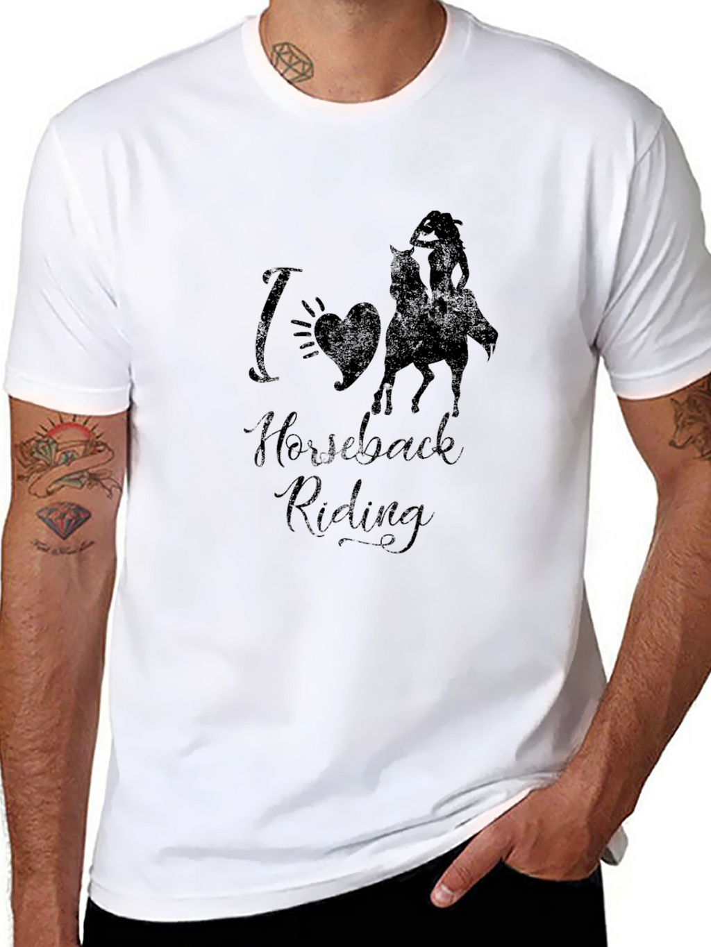 I Love Horseback Riding Black Graphic Tee