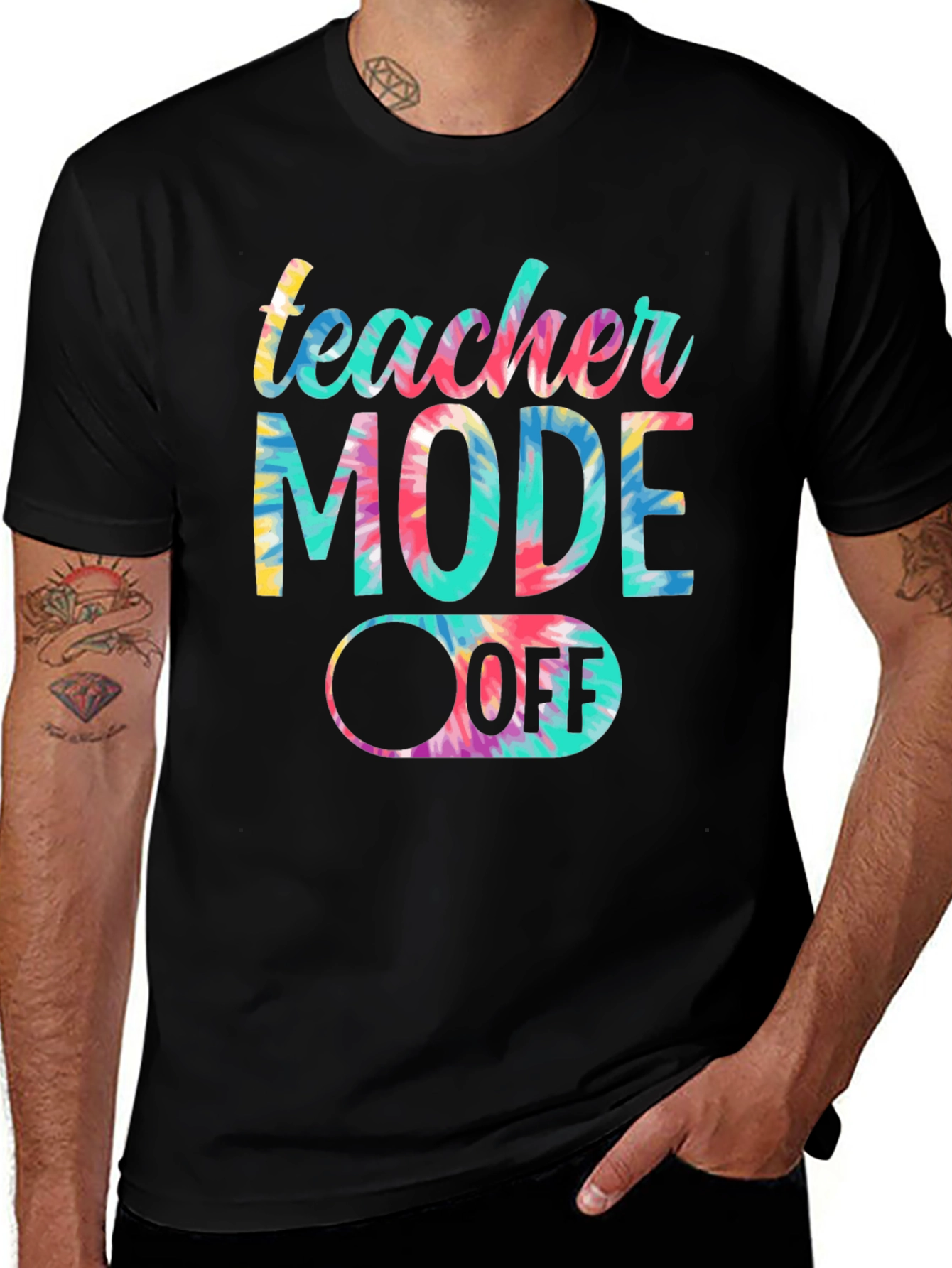 Teacher Mode Off Tie Dye Graphic Tee