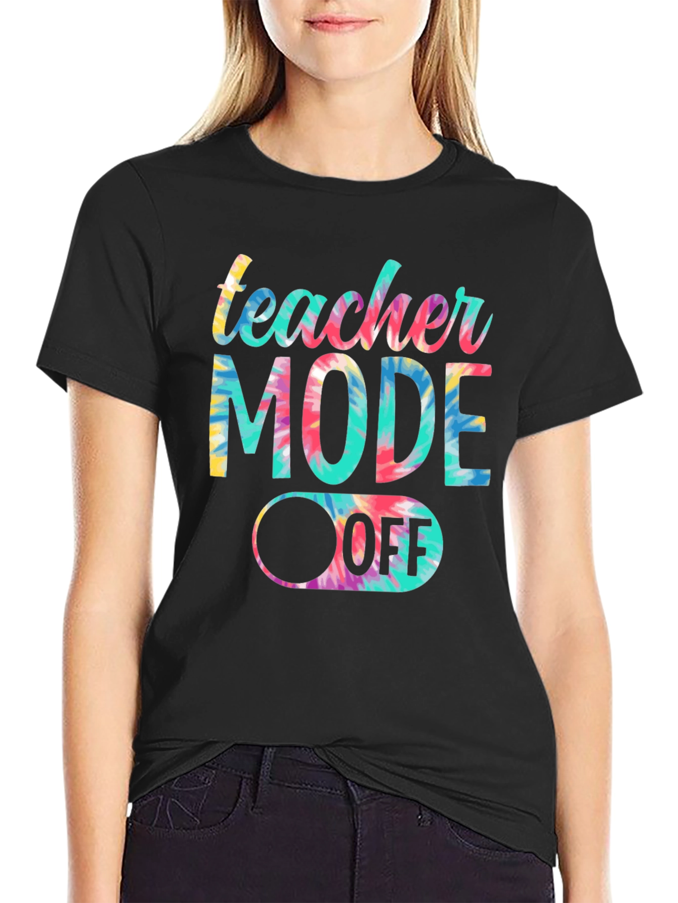 Teacher Mode Off Tie Dye Graphic Tee