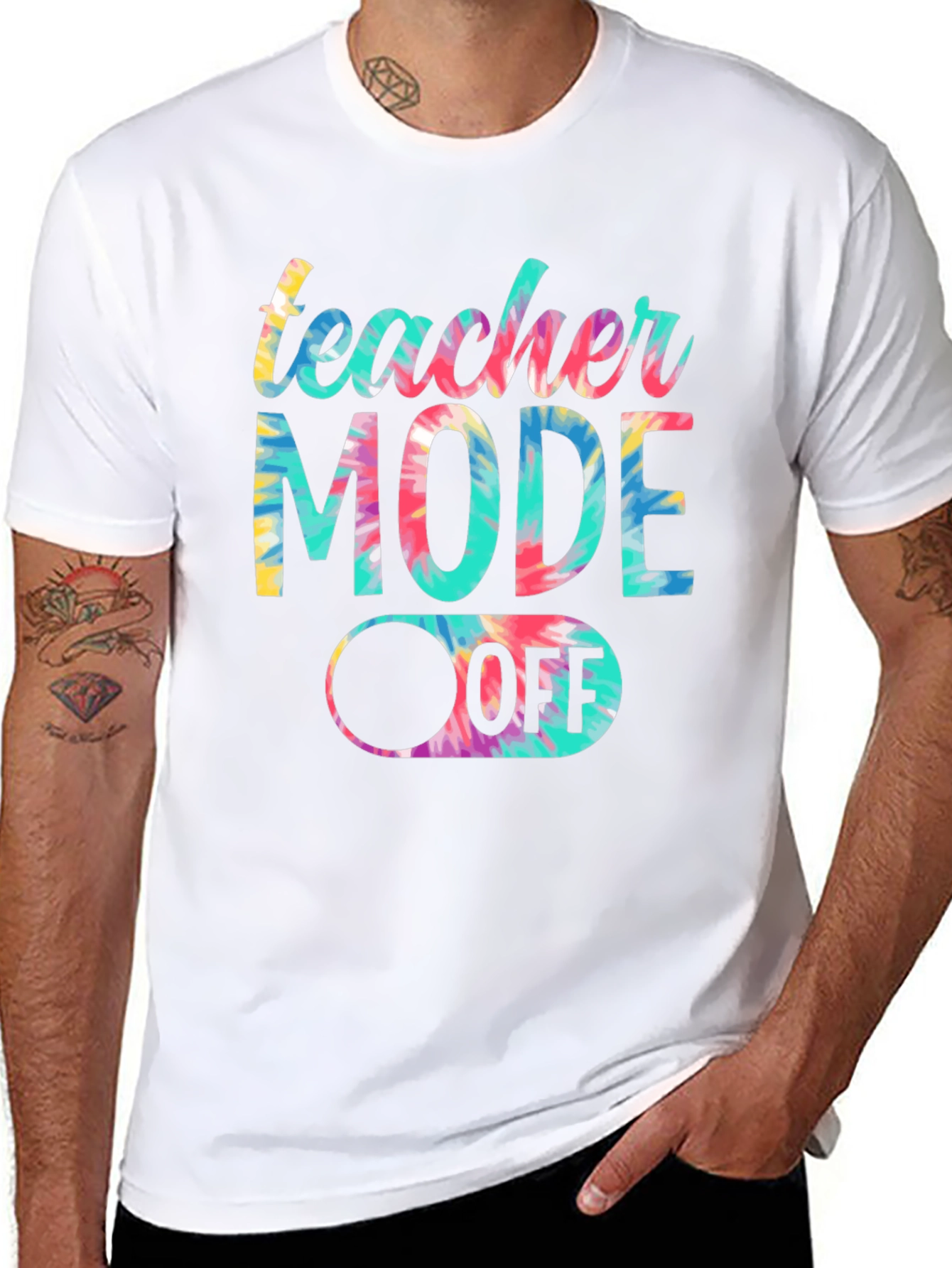 Teacher Mode Off Tie Dye Graphic Tee