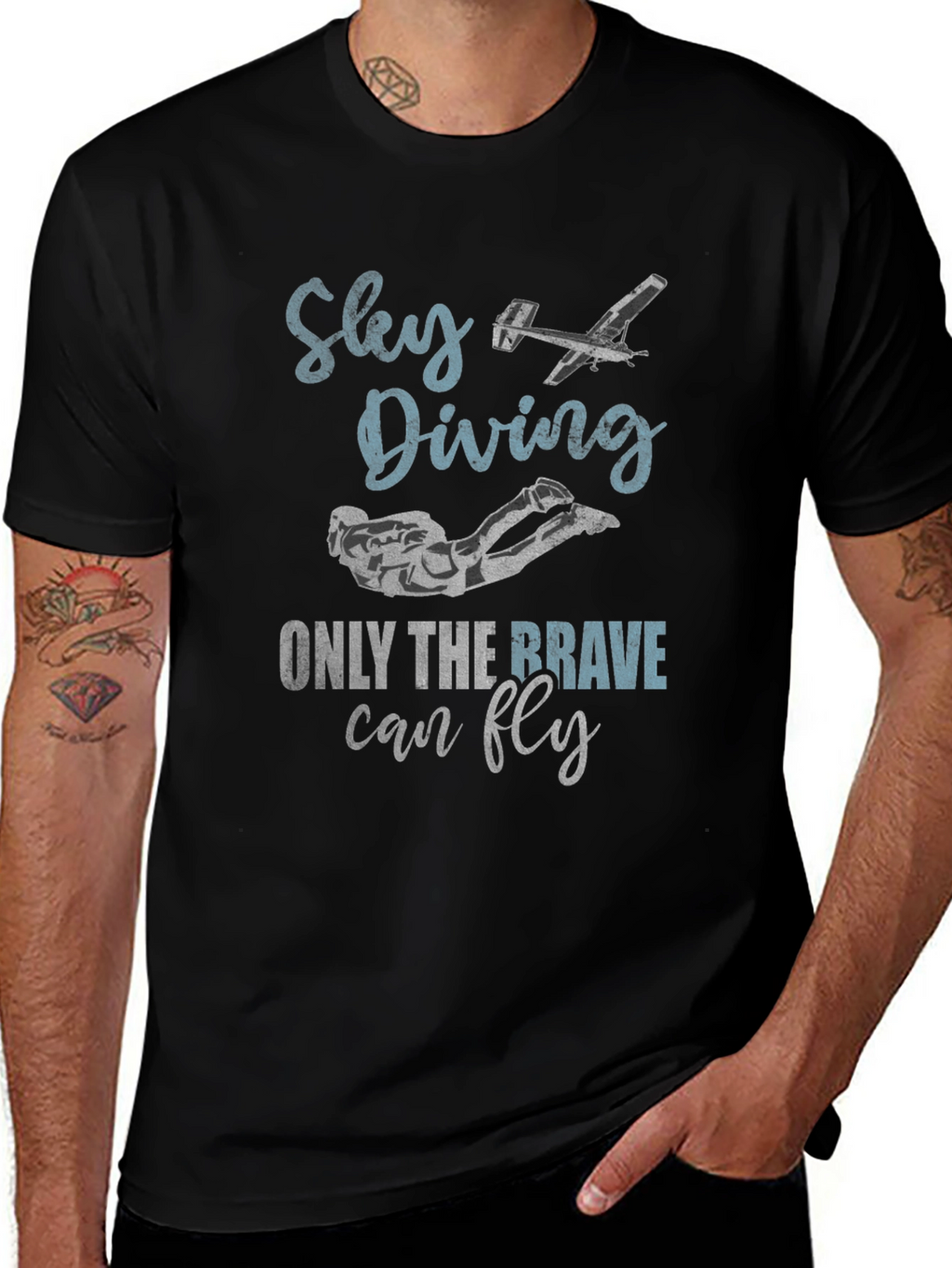 Sky Diving T-Shirt - Only the Brave Can Fly!