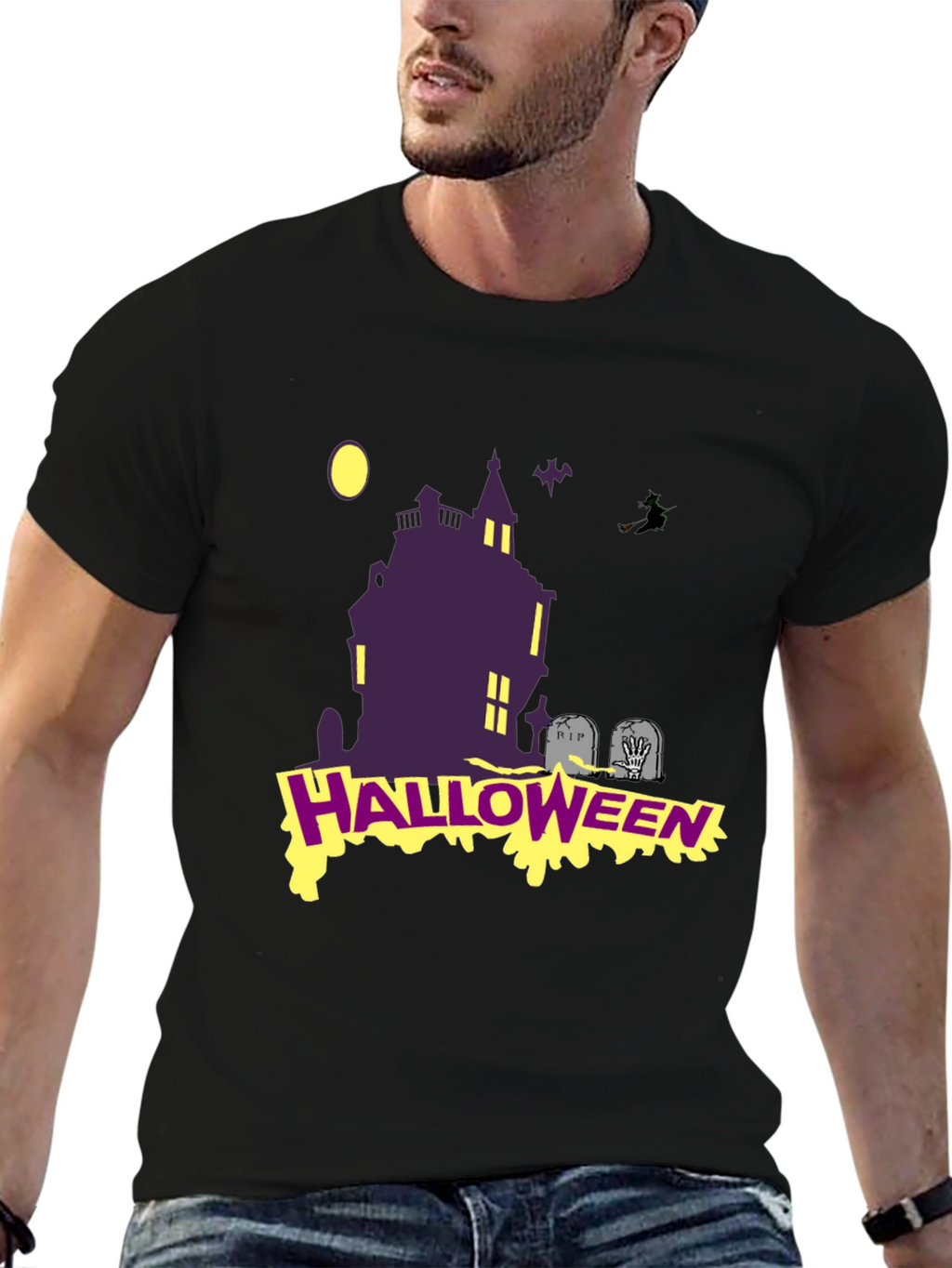 Halloween Graphic T-Shirt: Spooky Haunted House Tee