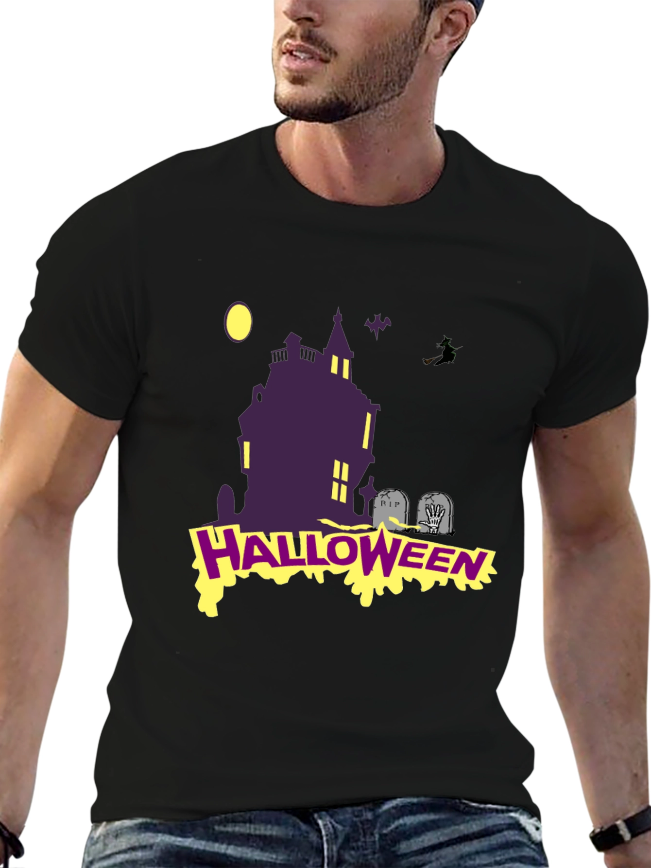 Halloween Graphic T-Shirt: Spooky Haunted House Tee
